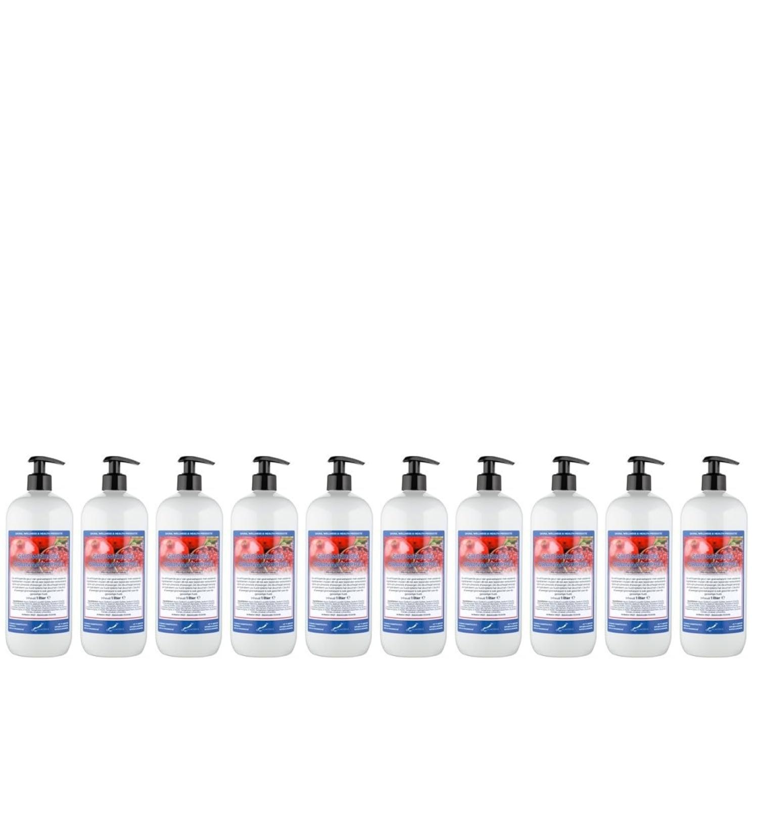 Claudius Showergel Pomegranate 10 x 1 liter with 10 pumps white