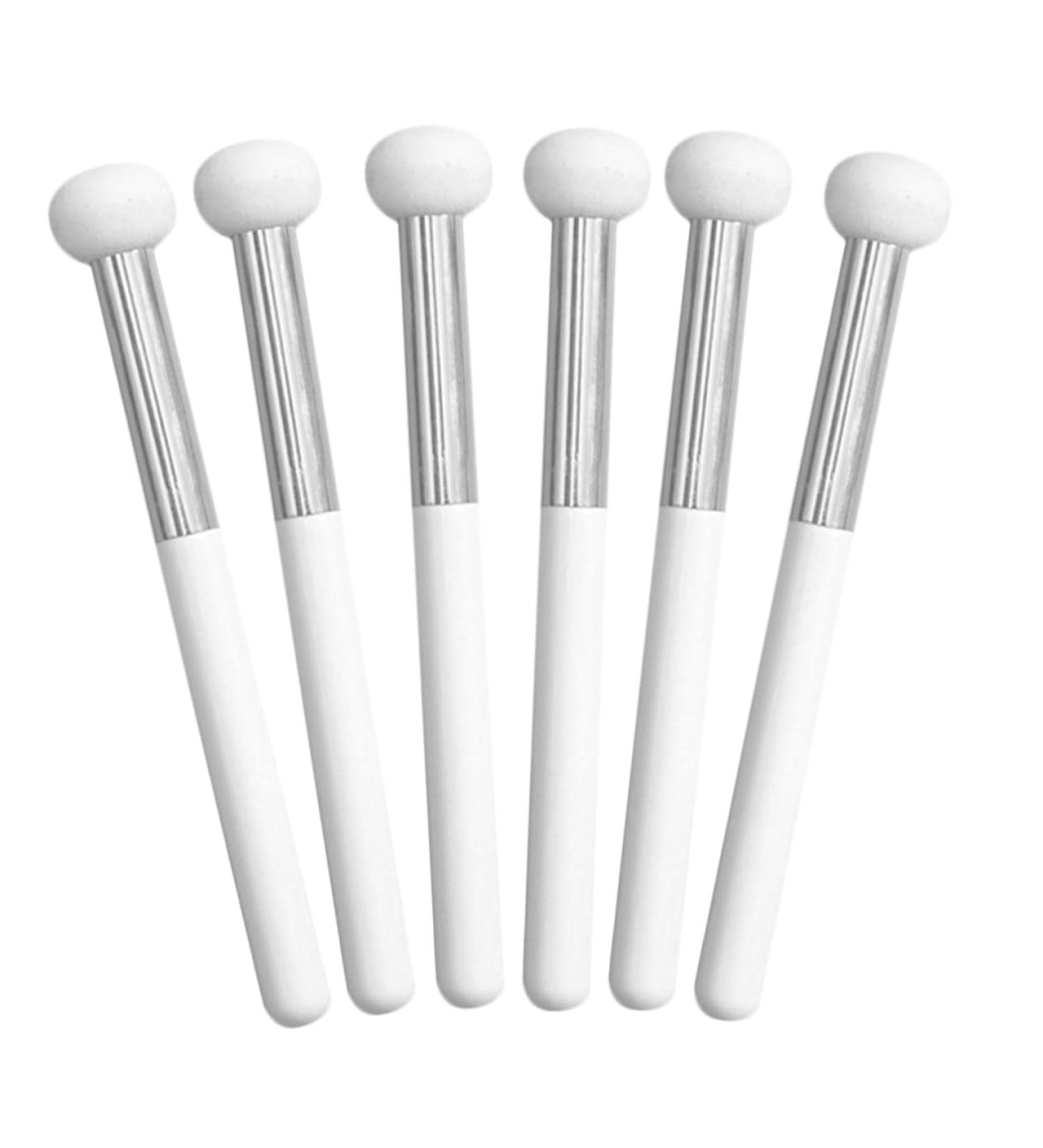 MAGICLULU 6 Pcs Makeup Brush Set - Sponge Concealer Eye Shadow Blending Bronzer Lipstick - Travel-Friendly White Wooden Handle Synthetic Brushes - Buy Online on GoSupps.com