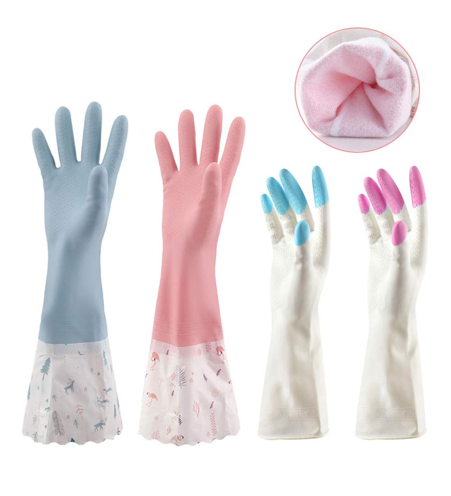 SwirlColor Cleaning Gloves - 4 Pairs Medium Long Kitchen Household Washing Gloves - Buy Online on GoSupps.com