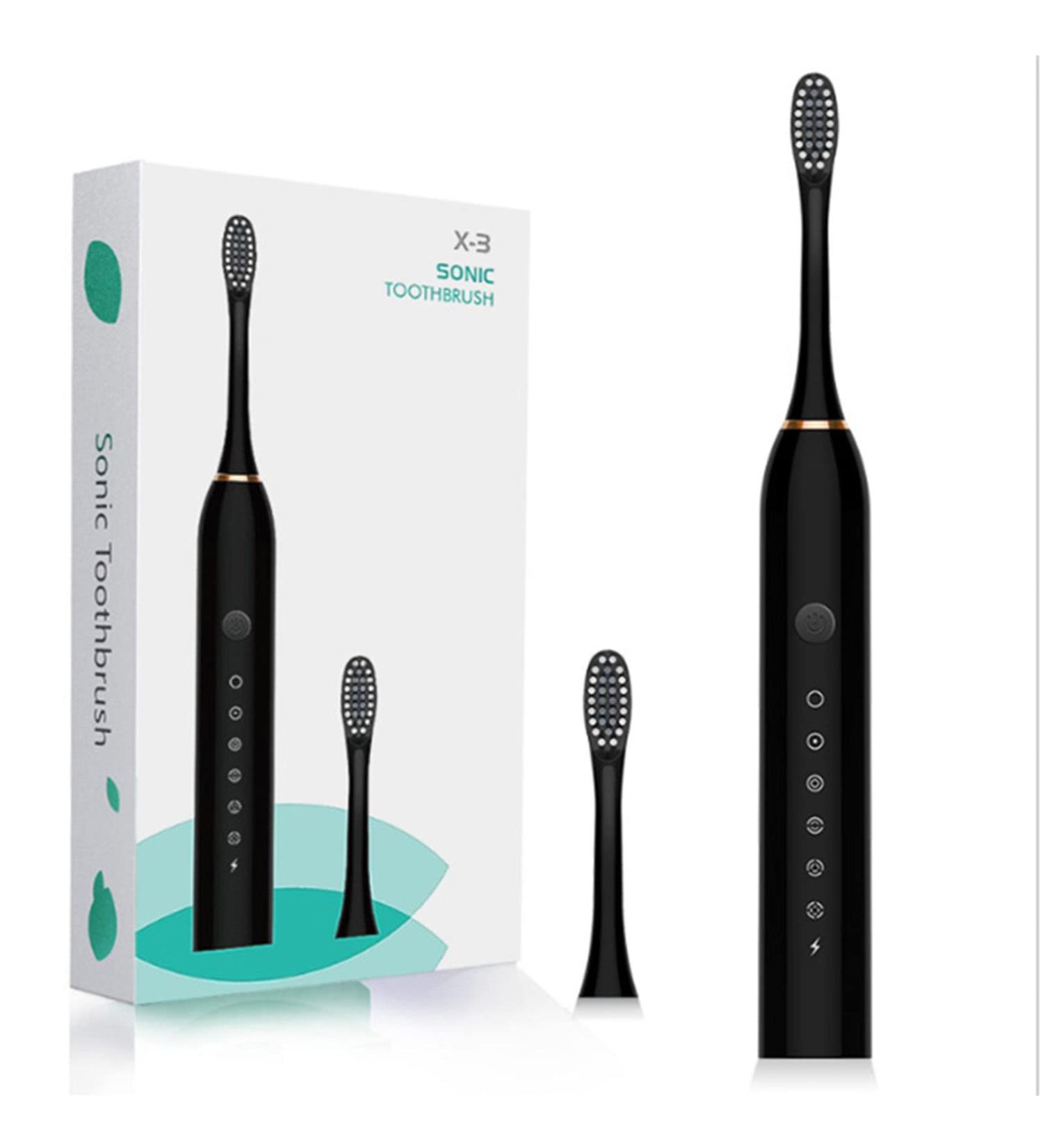 Buy Waterproof Electric Toothbrush for Adults | 6 Speeds & 4 Brush Heads | Black - International Shipping Available - Buy Online on GoSupps.com