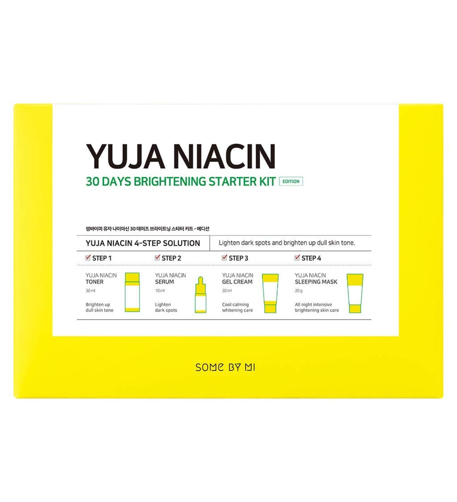 SOME BY MI Yuja Niacin Brightening Starter Kit - Toner Serum Gel Cream & Sleeping Mask for Melasma & Blemish Care | International Shipping - Buy Online on GoSupps.com