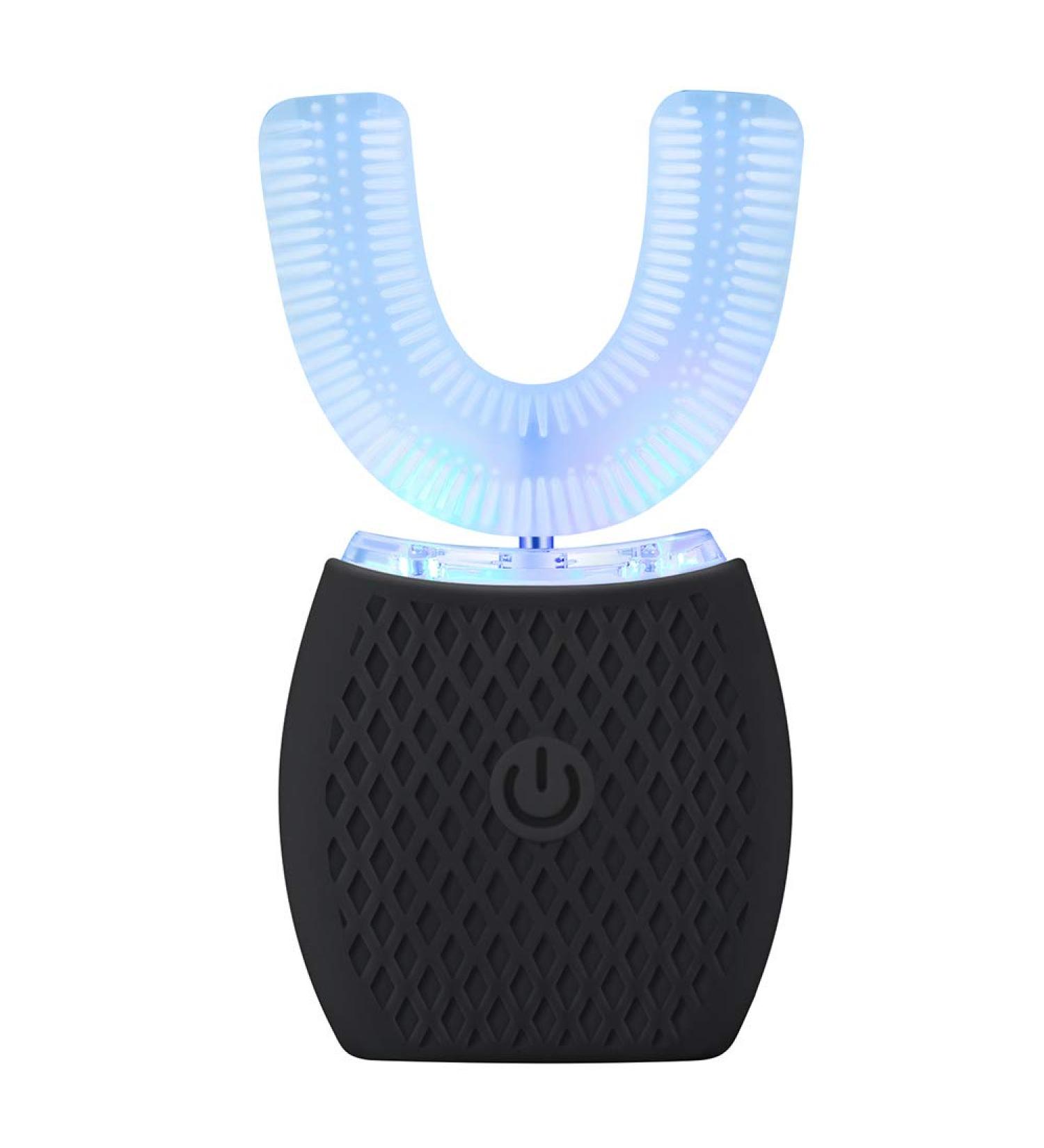 Automatic Ultrasonic Toothbrush 360 with LED Light - Hands-Free Teeth Whitening Kit - Black - Buy Online on GoSupps.com