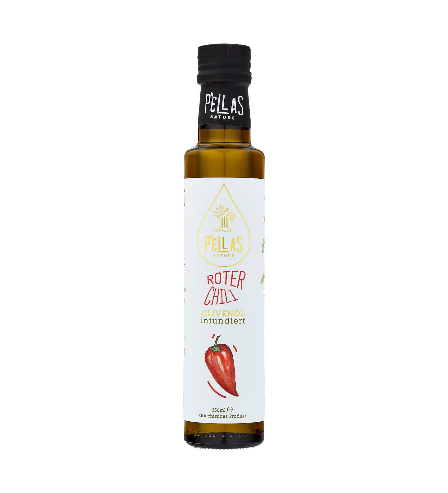 Pellas Nature Extra Virgin Olive Oil with Chilli - Cold-Pressed Award-Winning Kosher 250ml - Pure & Additive-Free from Greece - Buy Online on GoSupps.com