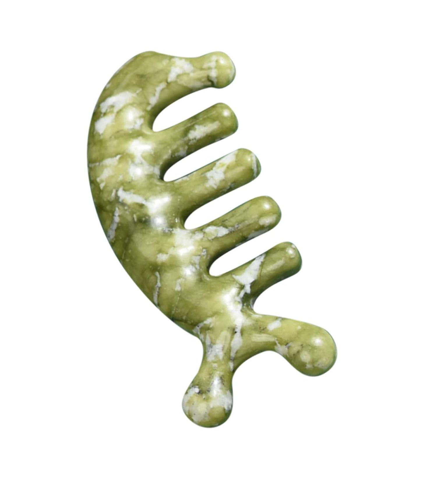 Fomiyes Jade Massage Comb - Acupuncture Handheld Massage Tool for Body Relaxation - 11.50x4.50cm Green Jade Design - Buy Online on GoSupps.com