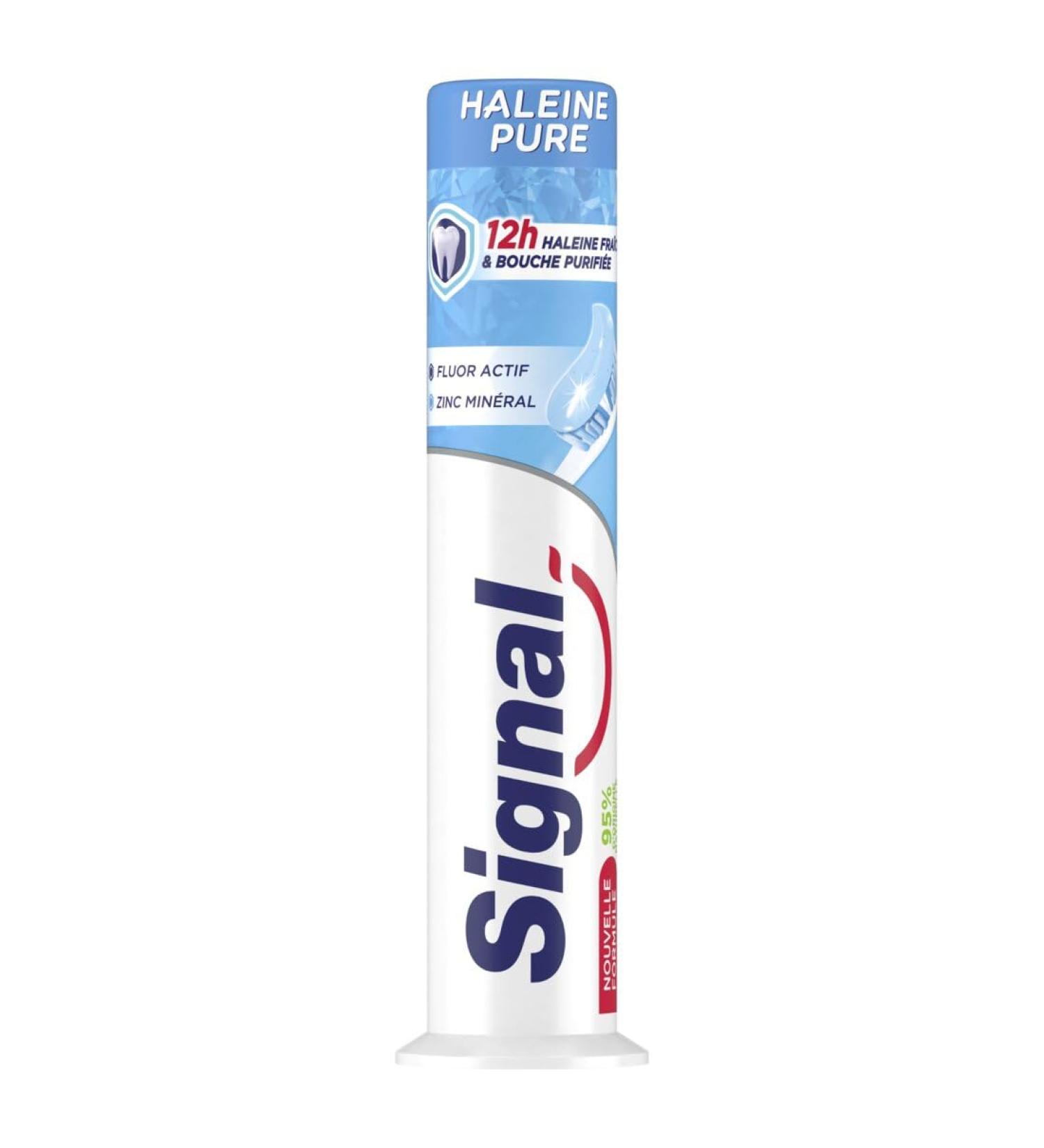SIGNAL - Pure Breath Toothpaste - 12 hours of fresh breath - Purified mouth - 95% ingredients of natural origin - 100ml - Buy Online on GoSupps.com