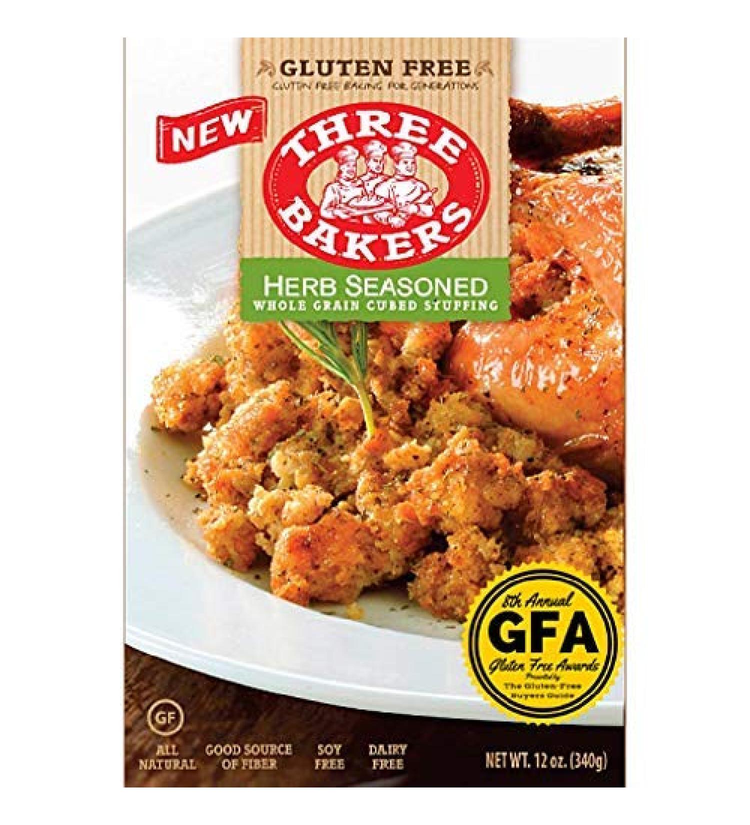 Three Bakers Herb Seasoned Gluten-Free Whole Grain Cubed Stuffing 12oz - Pack of 1 - Buy Online on GoSupps.com