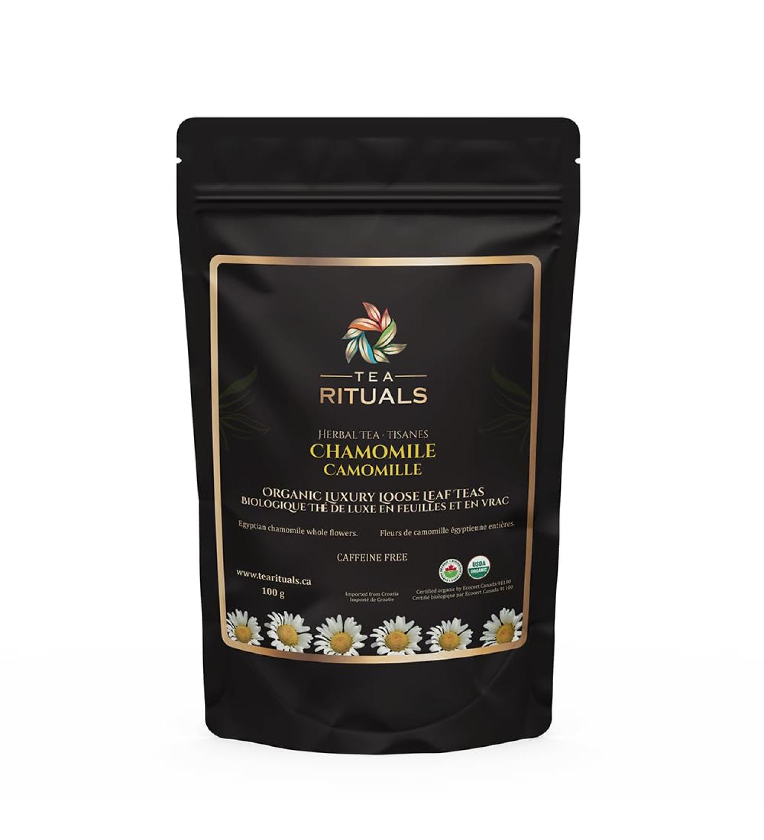 TEA RITUALS Chamomile Organic loose leaf tea (50+ cups per 100gms) Brew Hot & Iced tea Resealable Pouches. Foil lined pouches to maintain freshness. - Buy Online on GoSupps.com