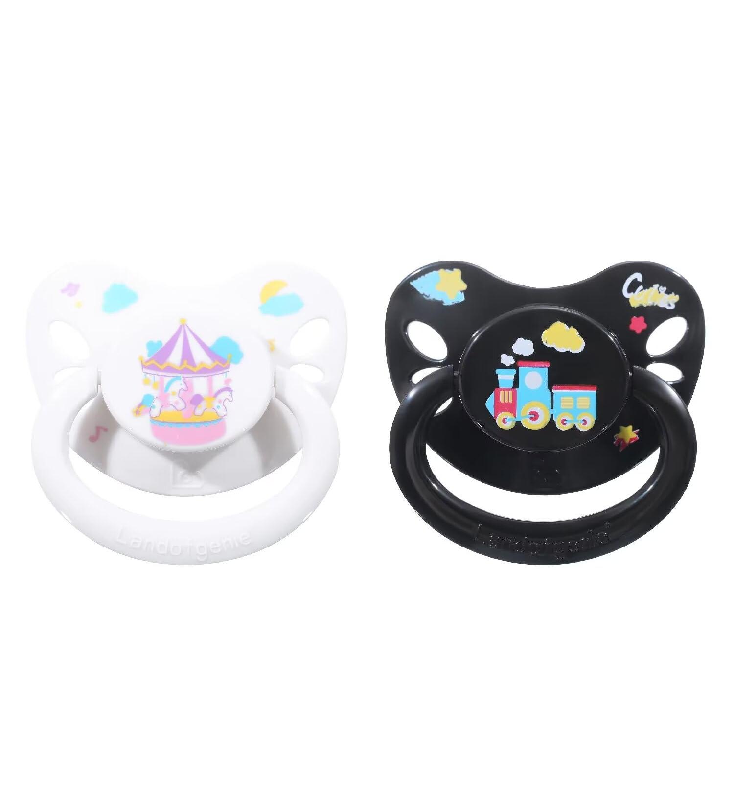 Landofgenie Printed Pacifier - Adult Size Large Shield 2 Pack (Black & White) | International Shipping Available - Buy Online on GoSupps.com