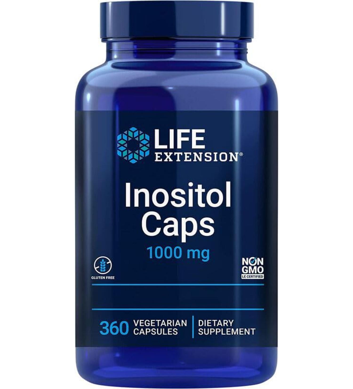 Life Extension Inositol Caps 1000mg High Dose 360 Vegan Capsules | Laboratory Tested, Vegetarian, Gluten-Free, GMO-Free - Buy Online on GoSupps.com