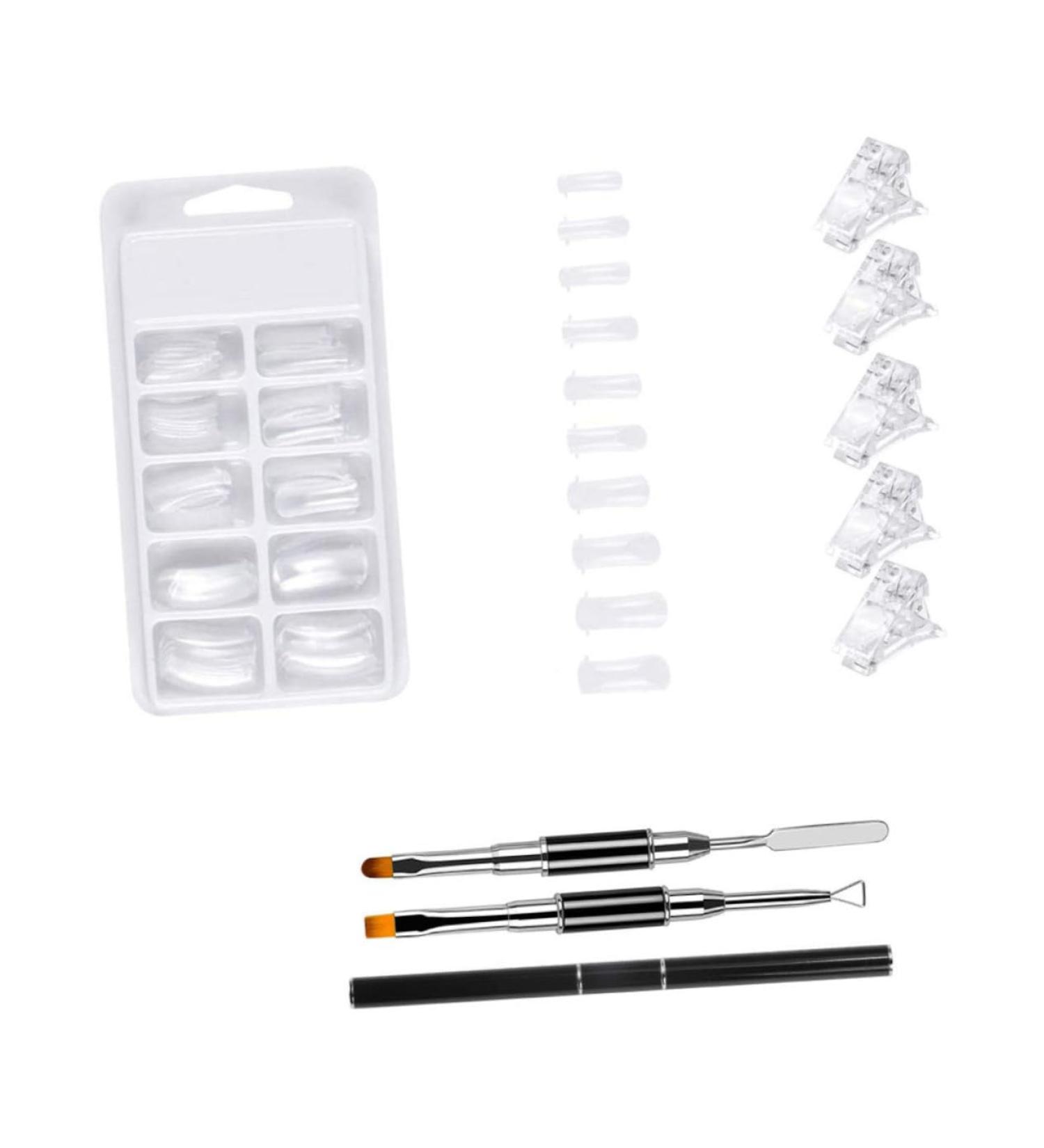 Ipetboom 1 Set Nail Extension Manicure Nail Tip Nail Extension Clips Nails Brush Manicure Accessory Quick Building Nail Tool Decor Extension Nails White French Plastic Suite - Buy Online on GoSupps.com