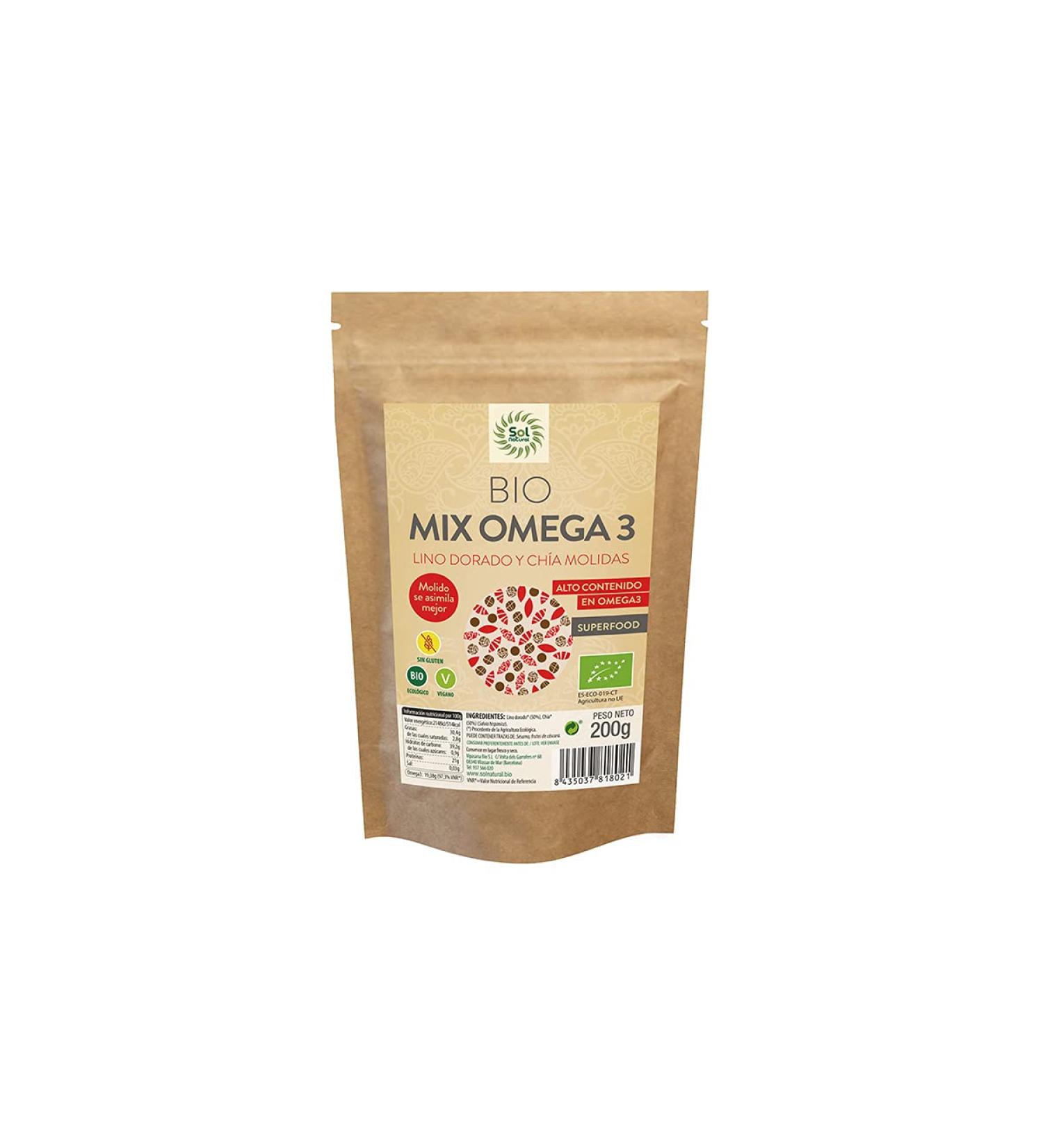 Solnatural Mix Omega 3 Lino & Chia Molidas Organic 200 G