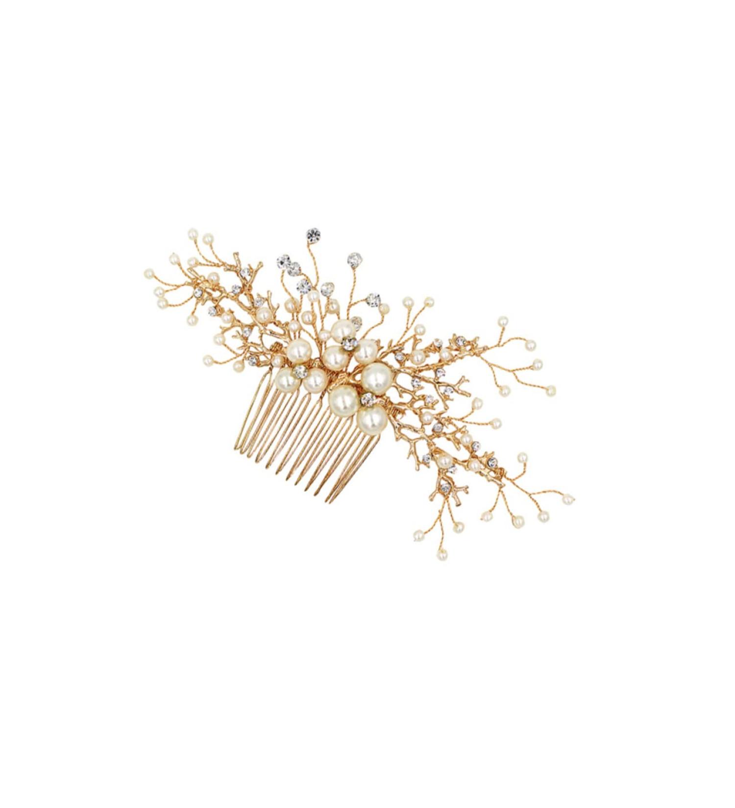 Ipetboom Bride Insert Comb Tiara Rhinestone Pearl Hair Comb Bridal Hair Comb Bridal Headdress Wedding Headpiece Bride The Flowers Hairpin Women Hairpin - Buy Online on GoSupps.com