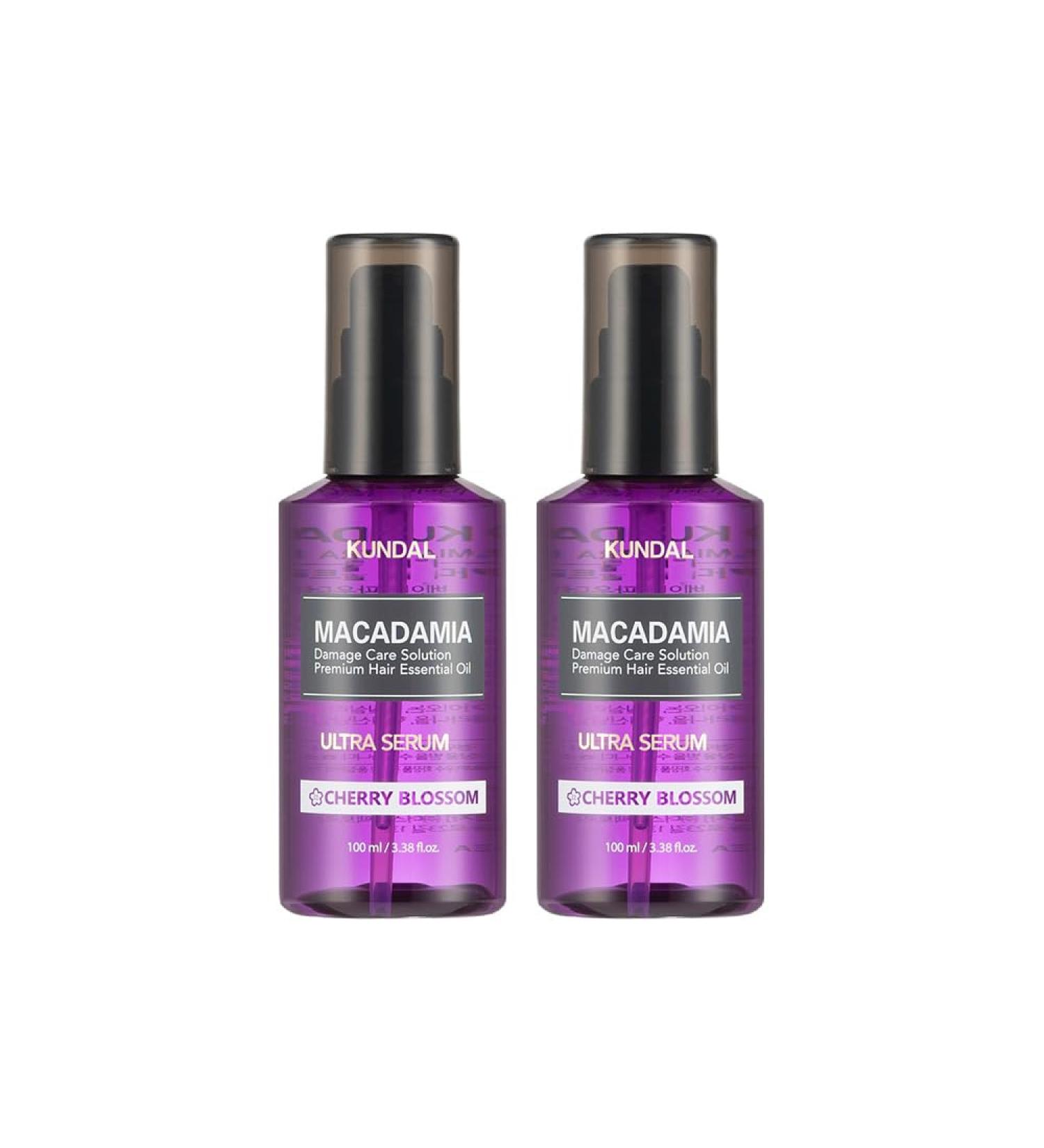 Kundal Intense Repair Quick Damaged Care Hair Serum Cherry Blossom - Premium Hair Essential Oil Natural Ingredients Deep Nourishment. 200ml (100ml x2ea) 6.76 fl. oz