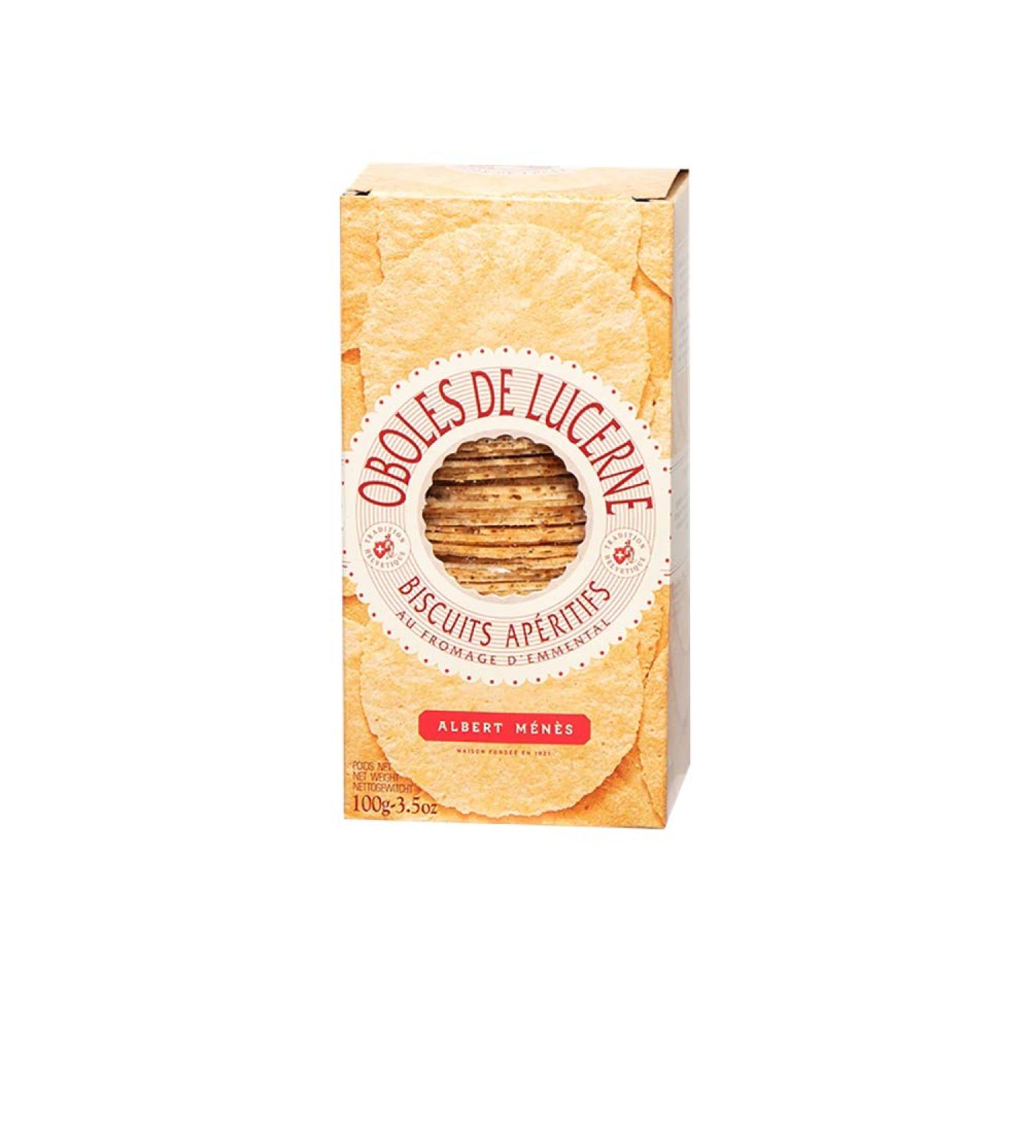 Albert Menes AM Box of La Biscuiterie Sal e Lucerne Box of Oboles with Emmenthal Swiss Cheese - Box of 100 g - Buy Online on GoSupps.com