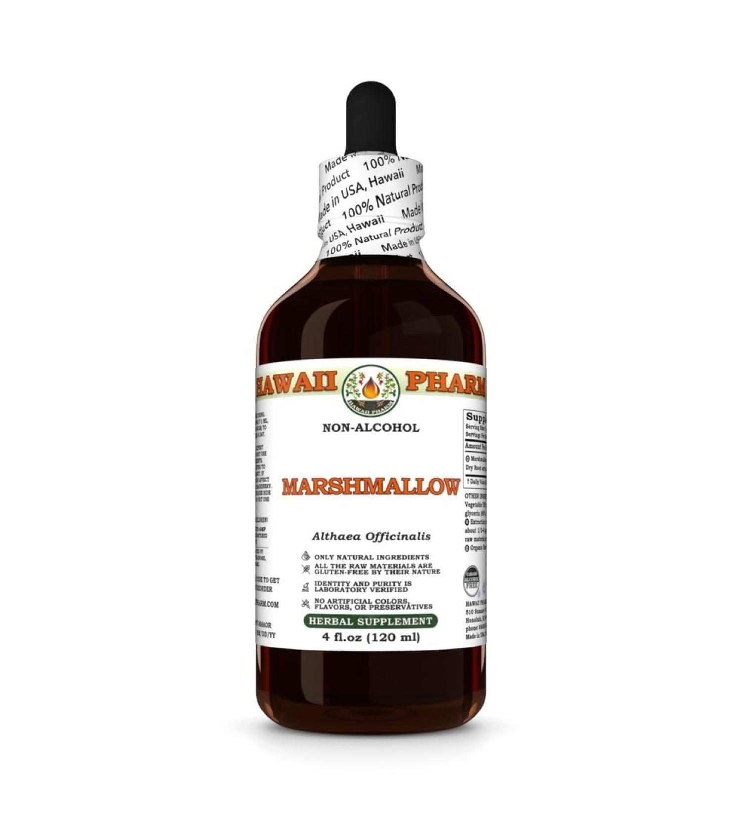 Marshmallow (Althaea Officinalis) Dry Root Glycerite Made in Hawaii Organic Raw Materials All Natural Vegan Lab Tested Alcohol-Free Liquid Extract - 4 fl.oz 4 Fl Oz (Pack of 1) - Buy Online on GoSupps.com