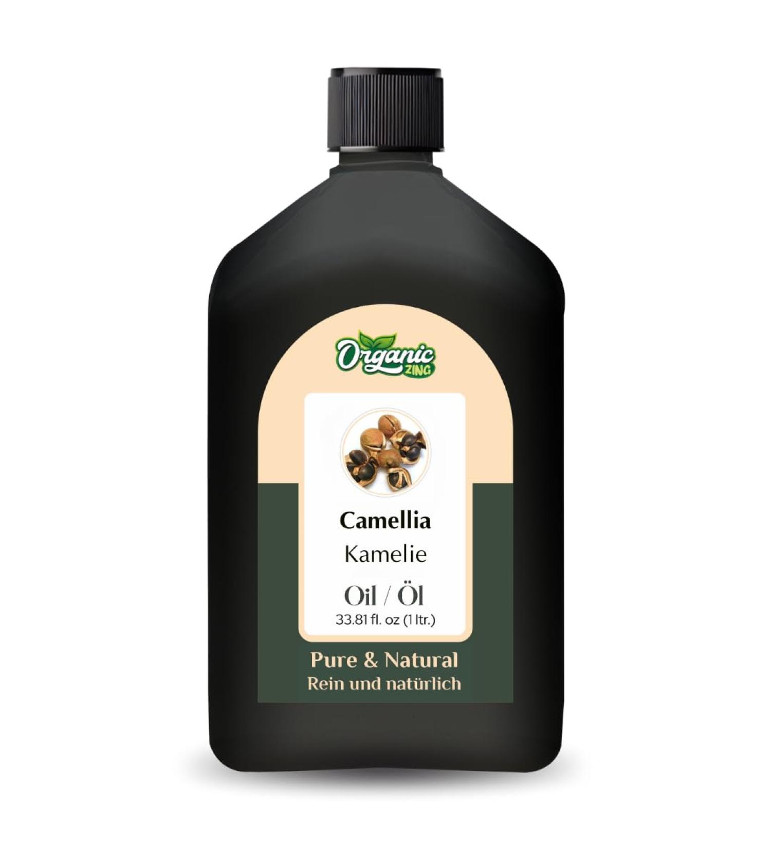ORGANIC ZING Organic Zing Camellia Oil (Camellia japonica) | Pure and natural carrier oil for skin care hair care and massage 1000 ml