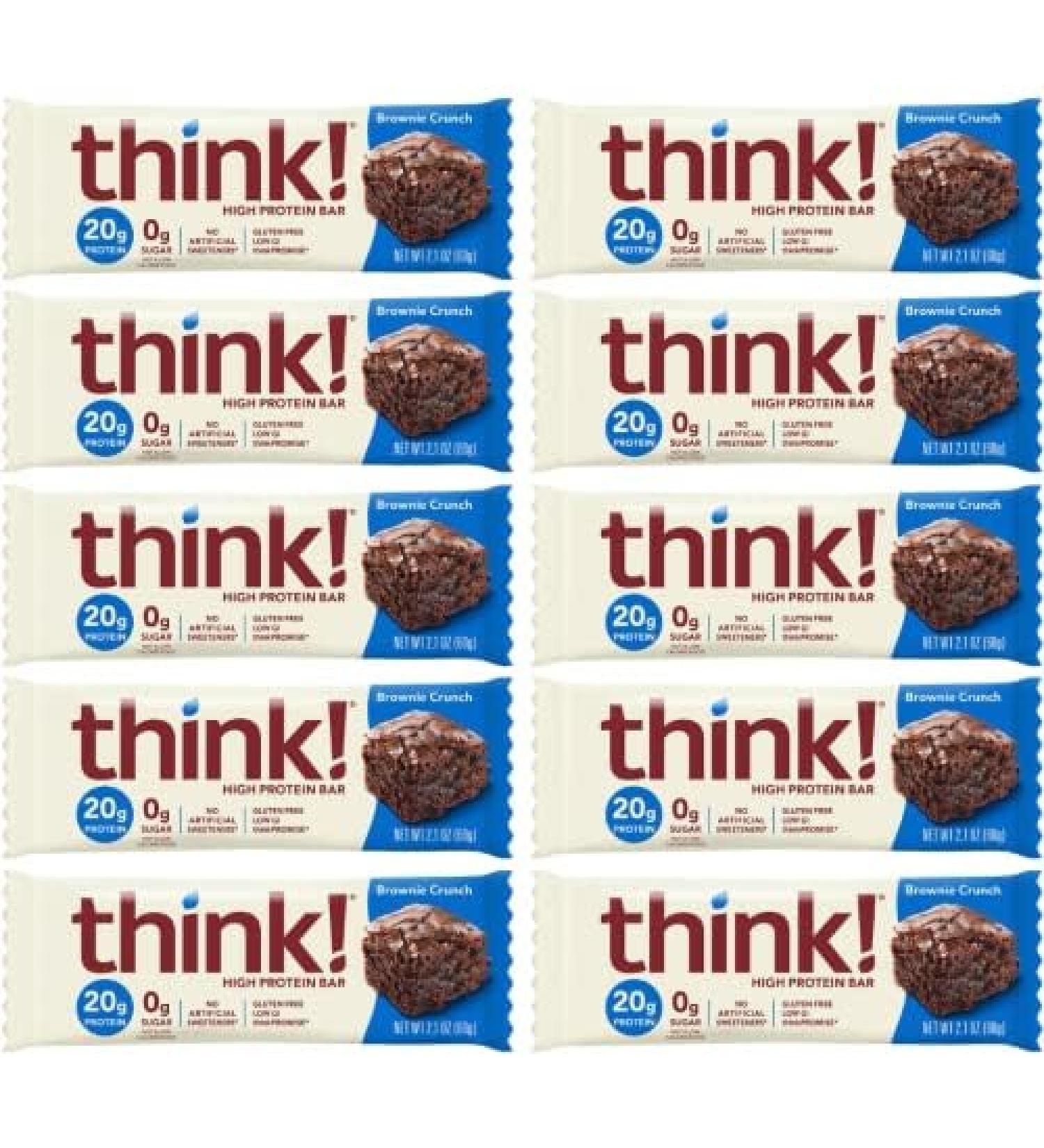 Think Products ThinkThin Bar Brownie Crunch - 2.1 Ounce Bars (10 Pack)