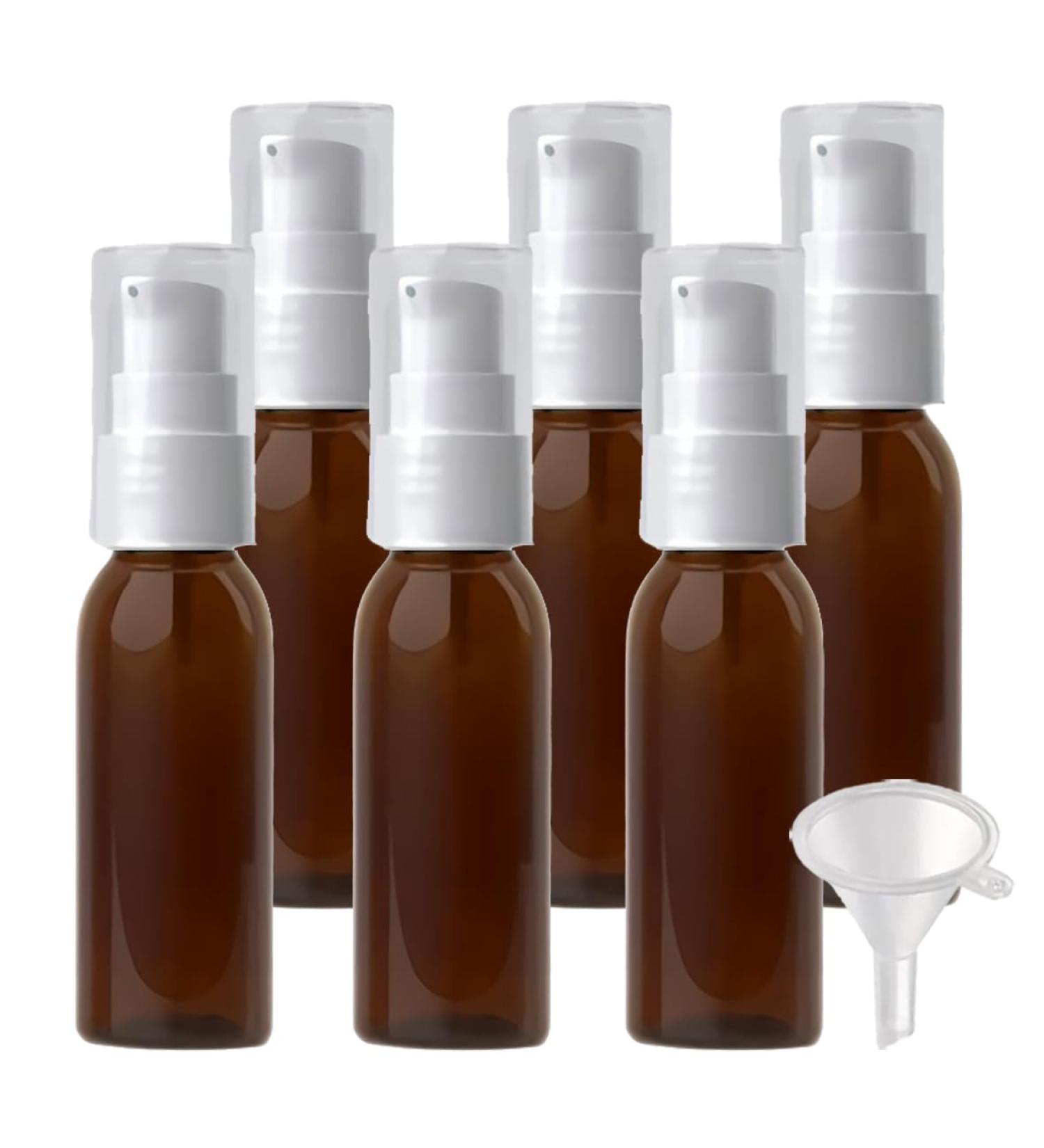 ZEOABSY 6 Pieces 30 ml Brown Lotion Bottles with White Pump 30ml Empty PET Plastic Lotion Pump Bottle Cosmetic Gel Travel Container for Cosmetic Make up Cleaning + 1 x Funnel Brown 30ml - Buy Online on GoSupps.com