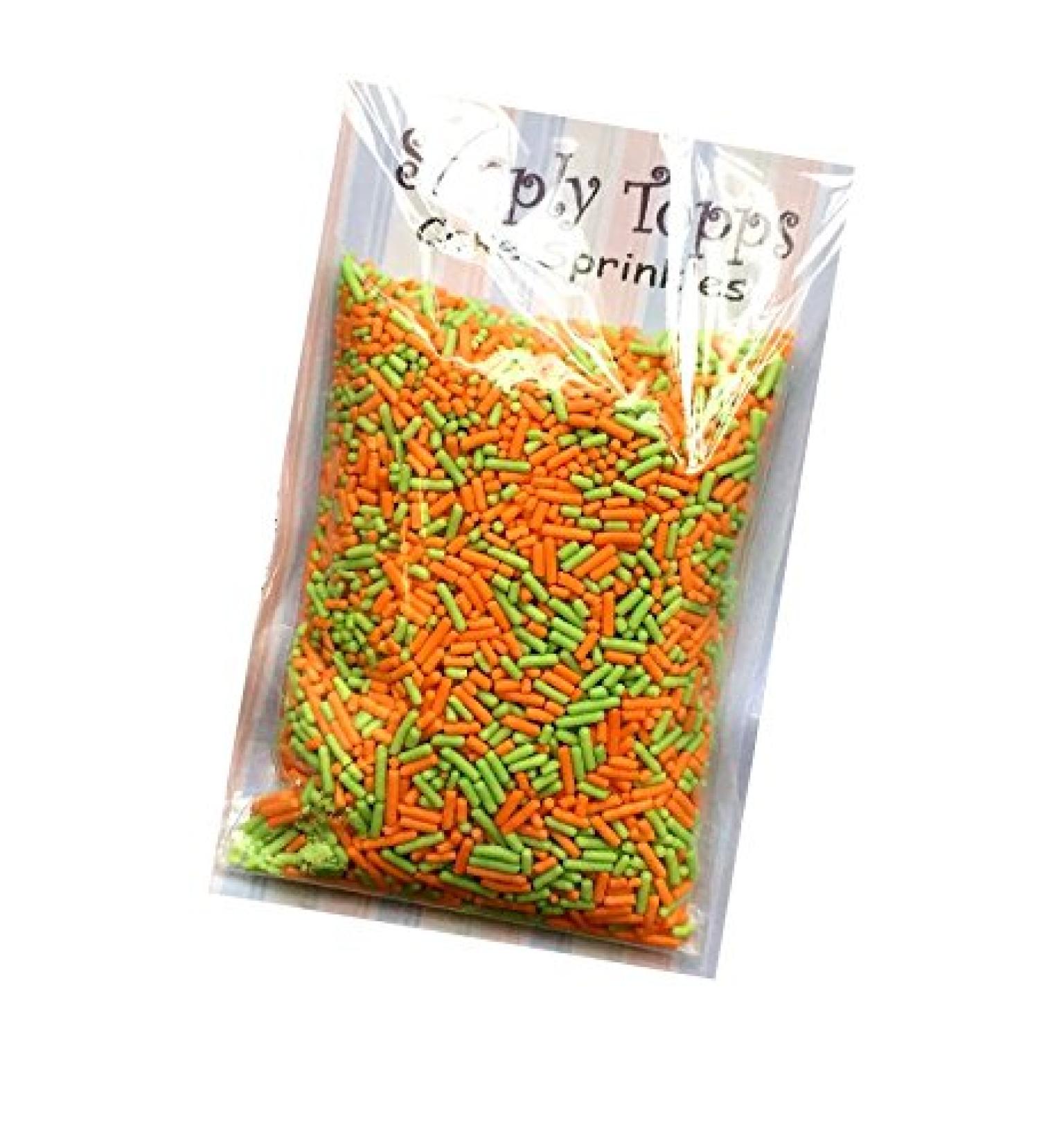 Orange & Green Halloween Sugar Strands cake sprinkles 30g for cake or cupcake decorations