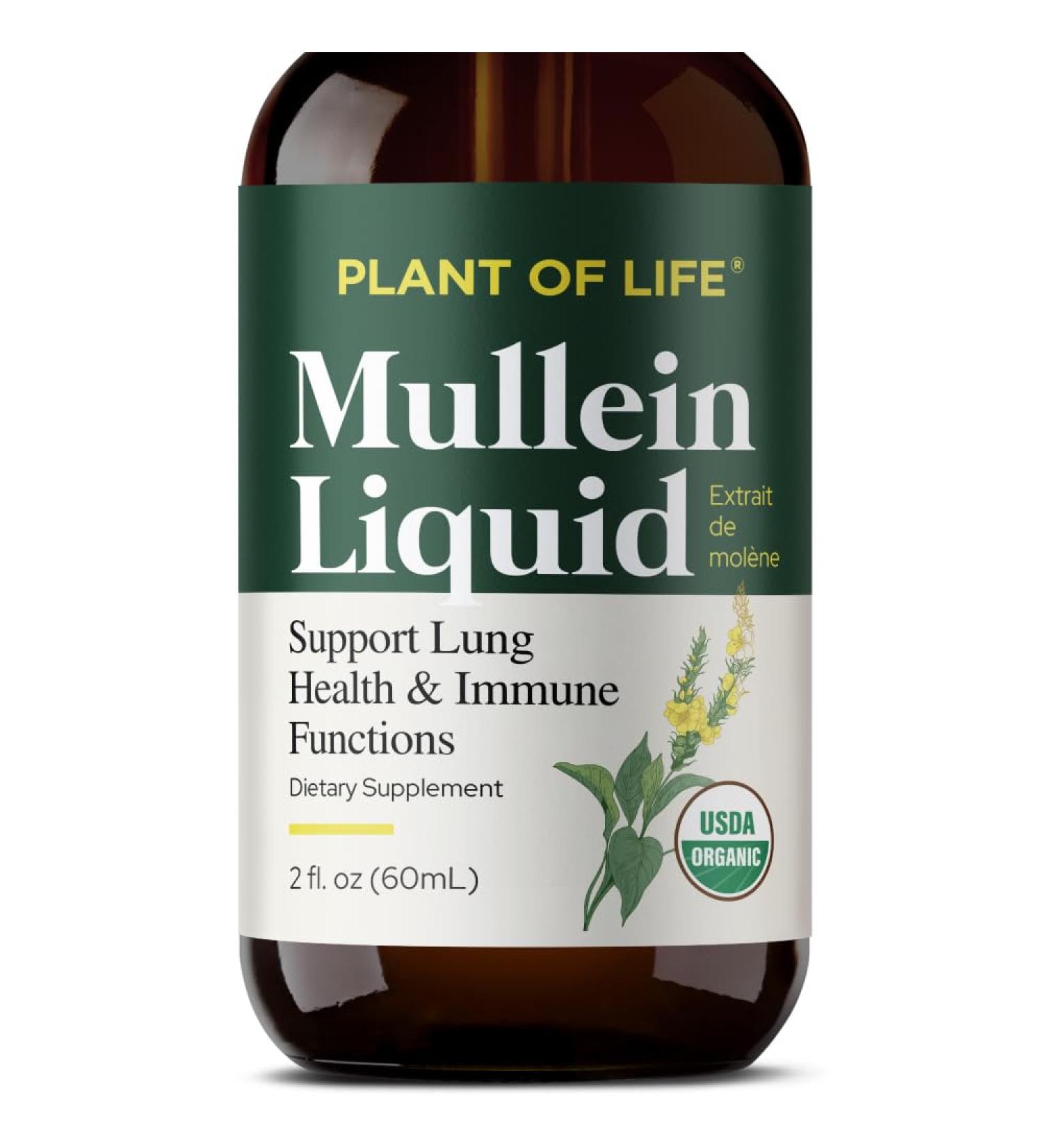 Mullein Extract Liqid by Plant of Life | Respiratory Support Lungs Clear Airways Breathe | Vegan | 2oz/ 60mL' - Buy Online on GoSupps.com