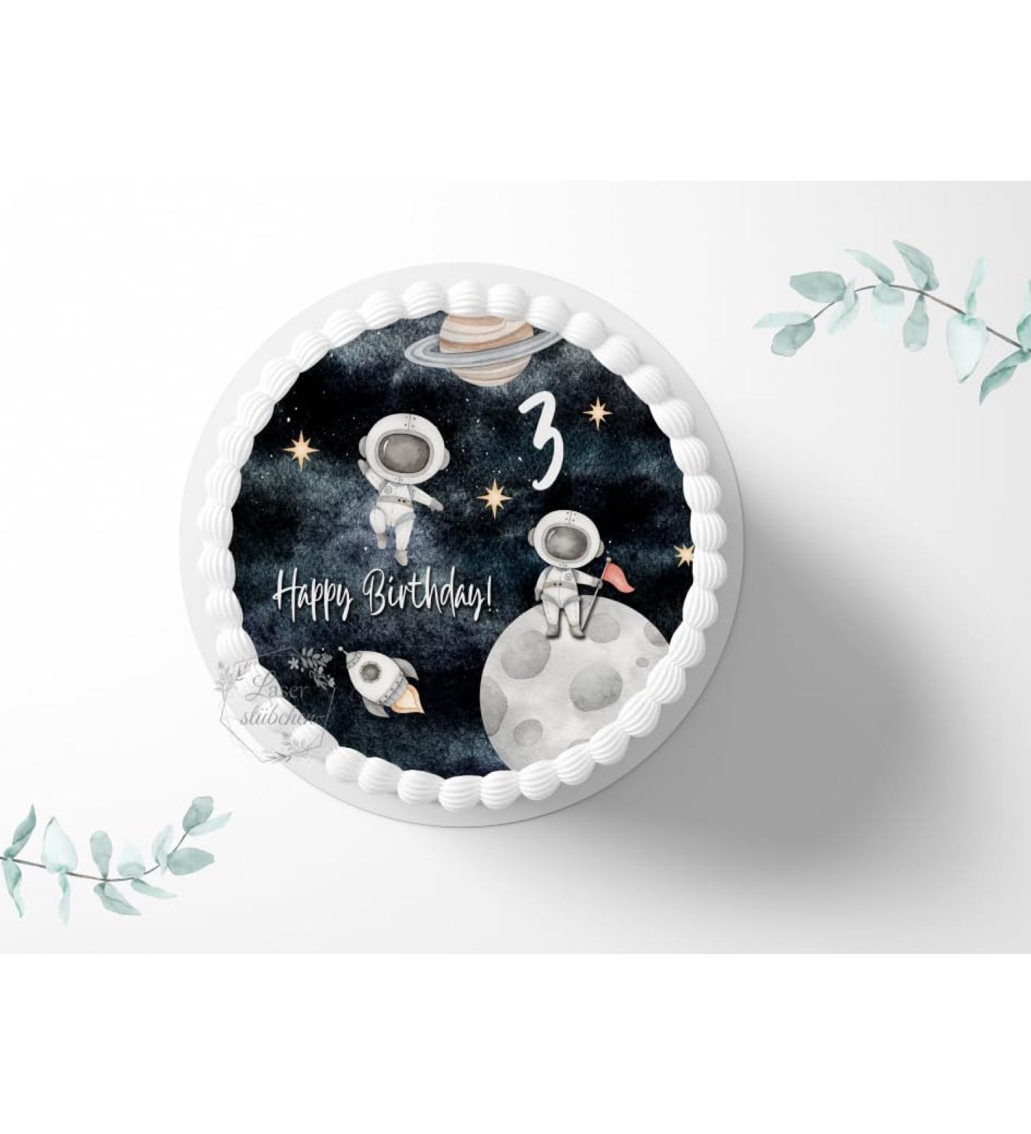 Personalized Astronaut in Space Cake Topper | 20cm Edible Sugar Image for Birthdays | Custom Photo Cake Decoration - Buy Online on GoSupps.com