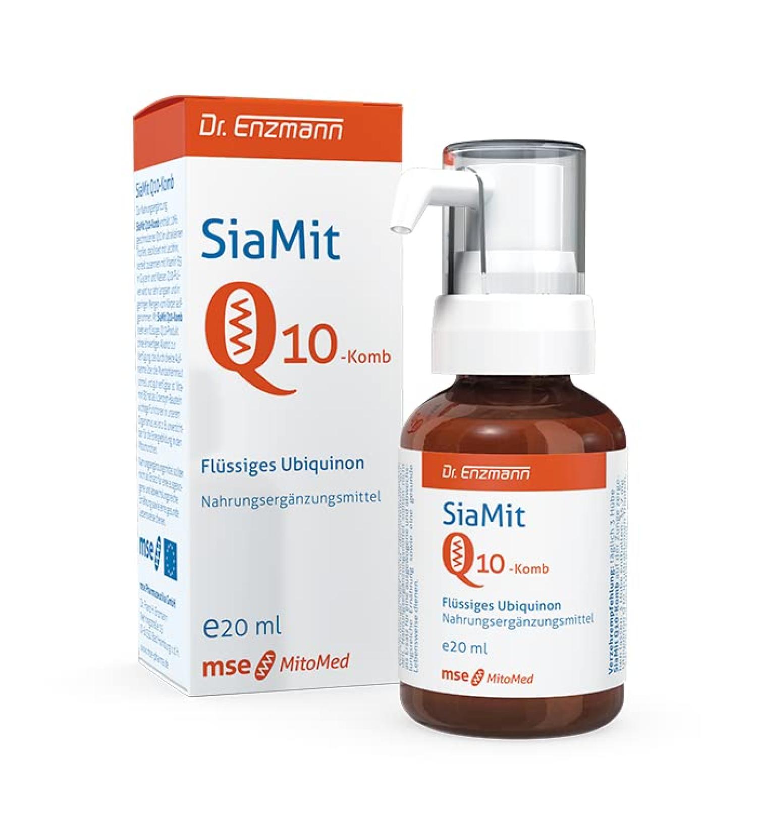 Siamit Q10 Komb Ubiquinon Drops (20ml) - Purely Vegan & High Dose Liposomal Coenzyme Kaneka Q10 | Supports Nerves & Immune System | MSE Pharmaceuticals Dr. Enzmann - Buy Online on GoSupps.com