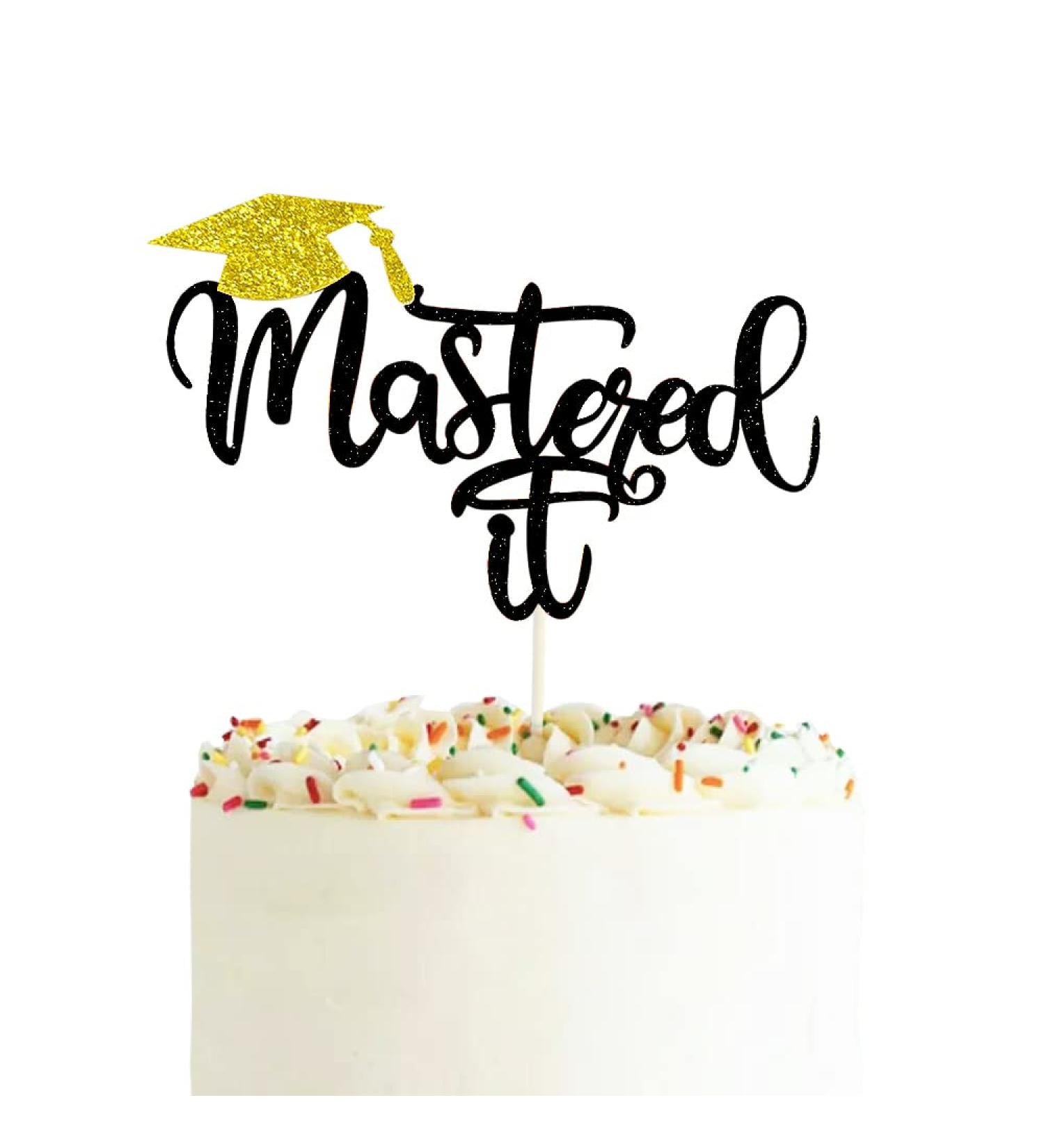 Master It Cake Topper Black Glitter Congrats Grad Cake Pick for 2024 Graduation Party Decoration - Buy Online on GoSupps.com