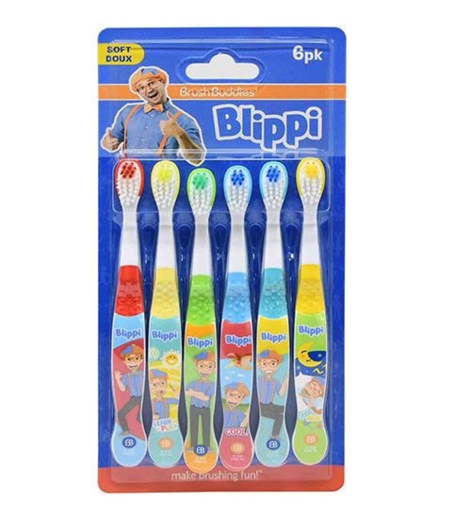 Brush Buddie Blippi Toothbrush 6 Pack for Children, boy, Girls - (BLIPPI-6)
