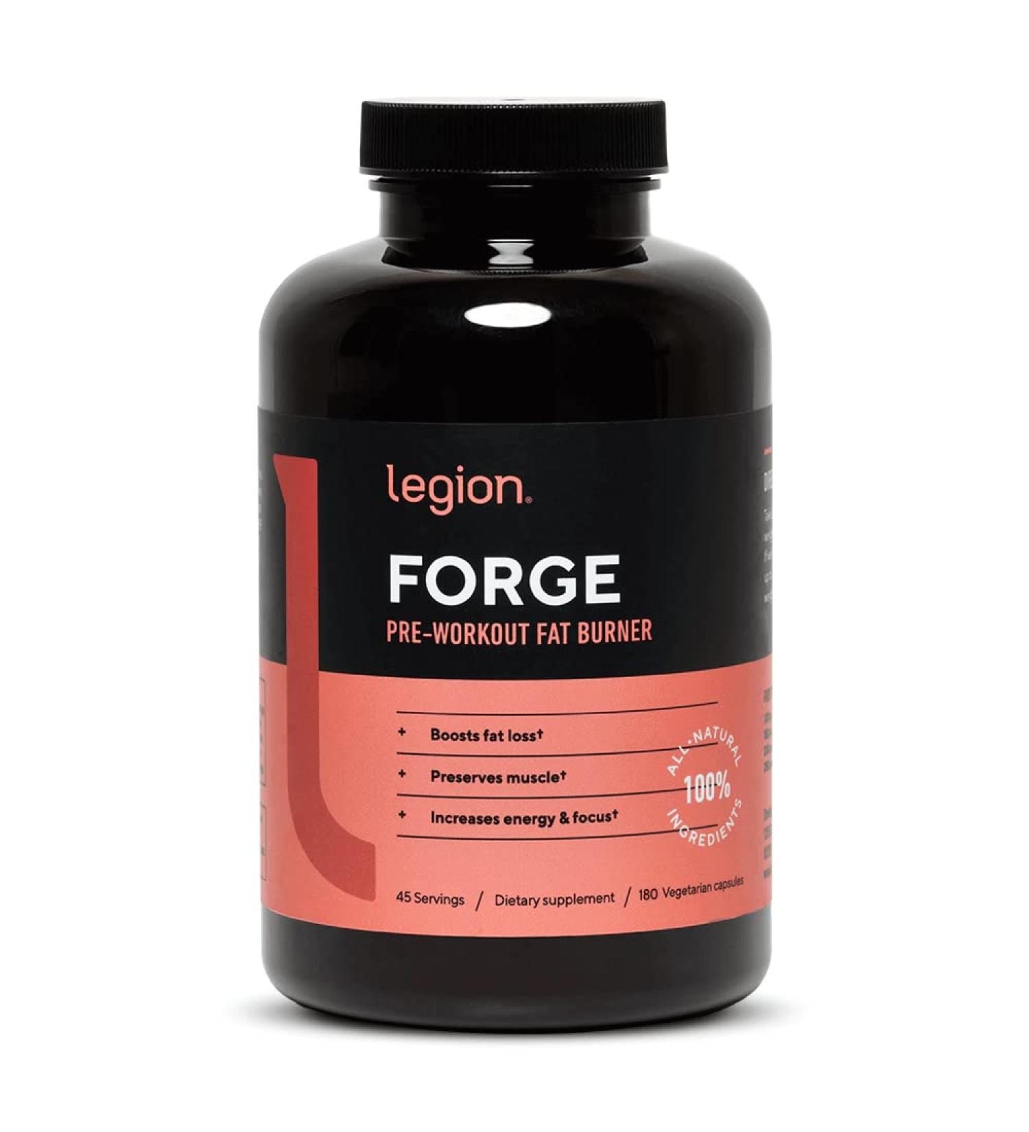 Legion Forge Thermogenic Fat Burner - Targets Stomach Fat, Trim Belly Fat with Yohimbe, HMB, Choline - All Natural - 45 Servings - 180 Count - Buy Online on GoSupps.com