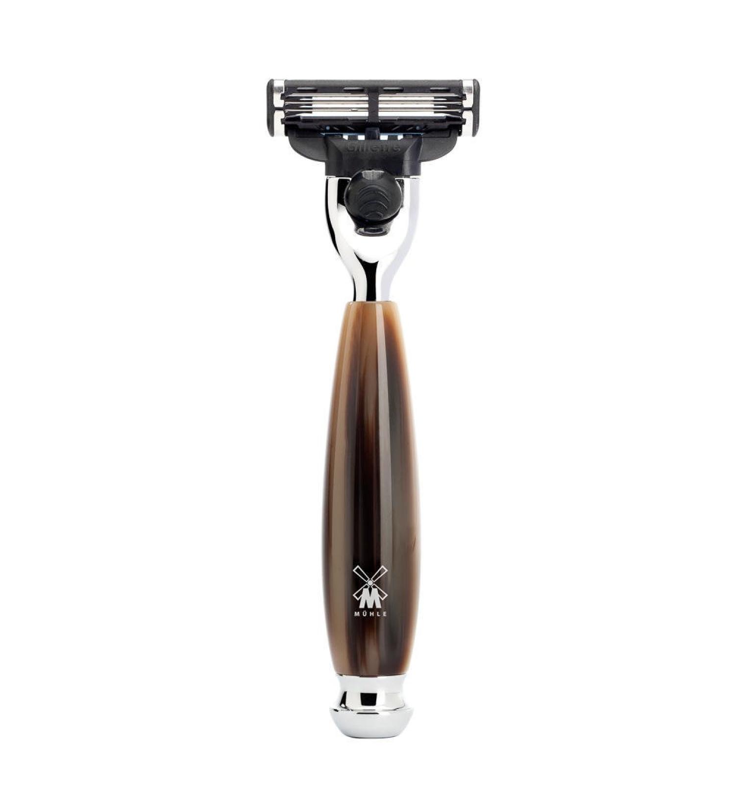 M HLE wet razor - Vivo series - compatible with Gillette blades - precious resin horn brown