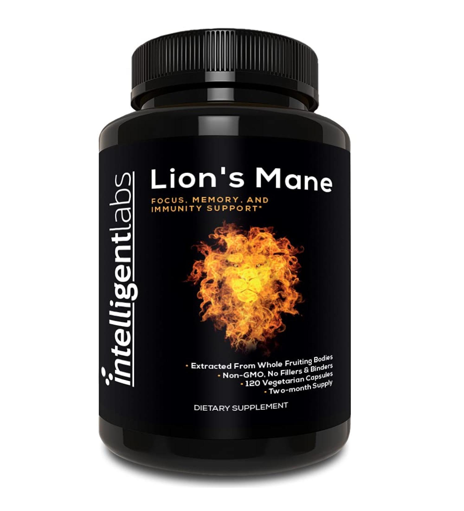 Intelligent Labs Lion s Mane Mushroom Capsules Extracted from The Fruiting Bodies of Hericium Erinaceus Minimum 25% Beta Glucans No Grain Fillers 2-Month Supply - Buy Online on GoSupps.com