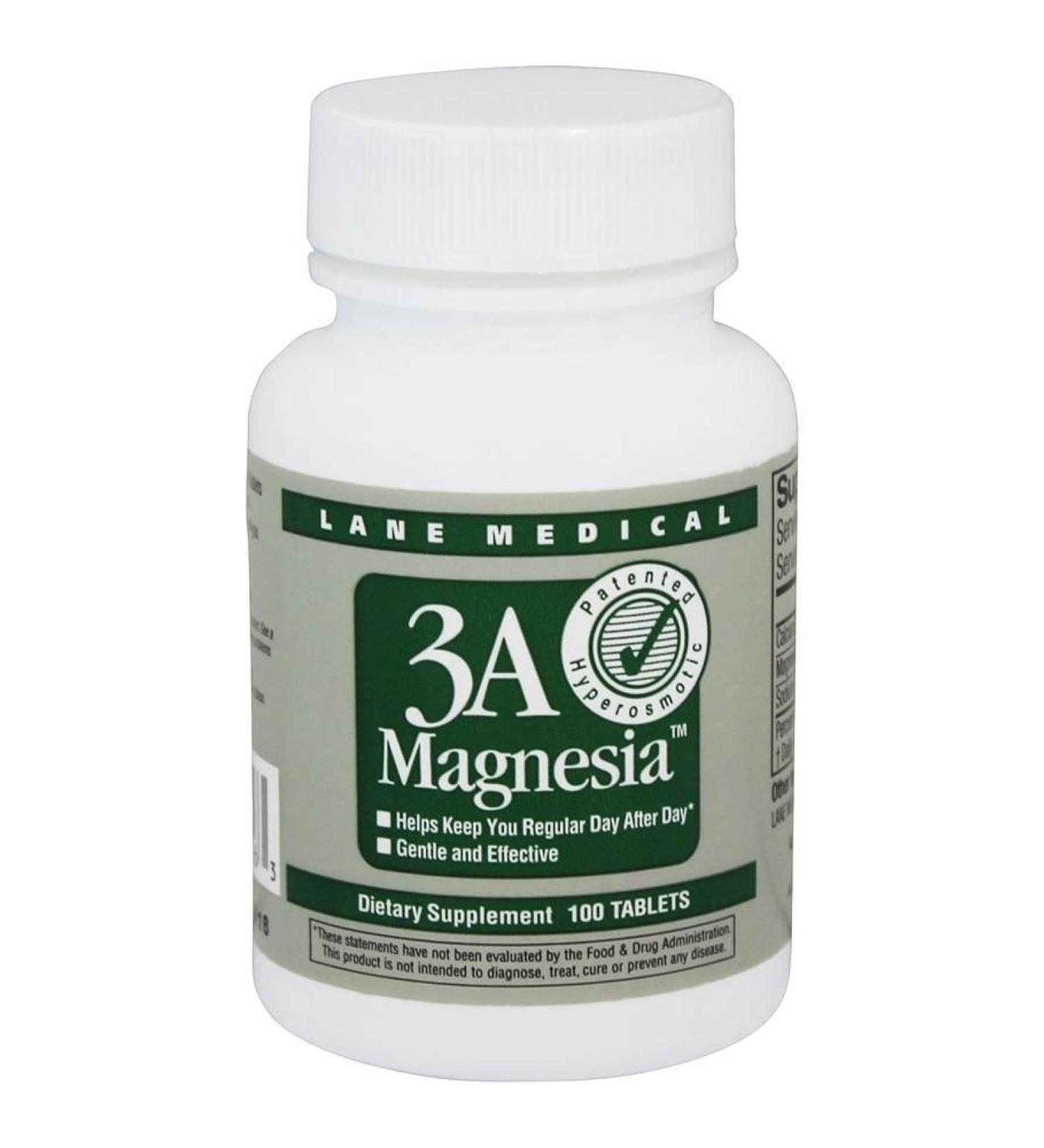 Lane Medical 3A Magnesia 100 Tabs - Natural Magnesium Supplement - Buy Online on GoSupps.com