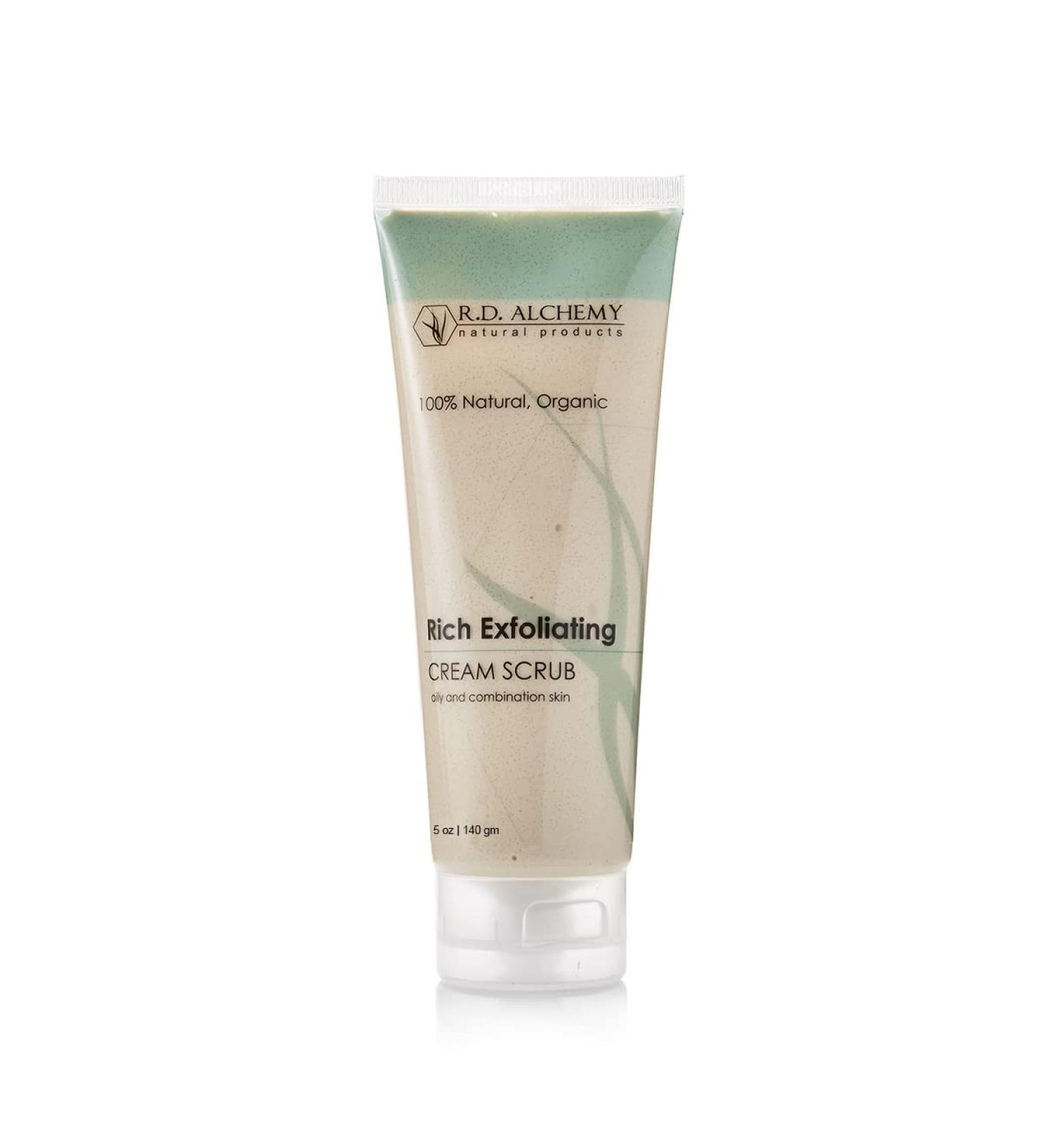 100% Natural Organic Exfoliating Face Scrub - RD Alchemy | Brighten Dull Dry Skin with AHAs Jojoba Beads & Enzymes - Buy Online on GoSupps.com