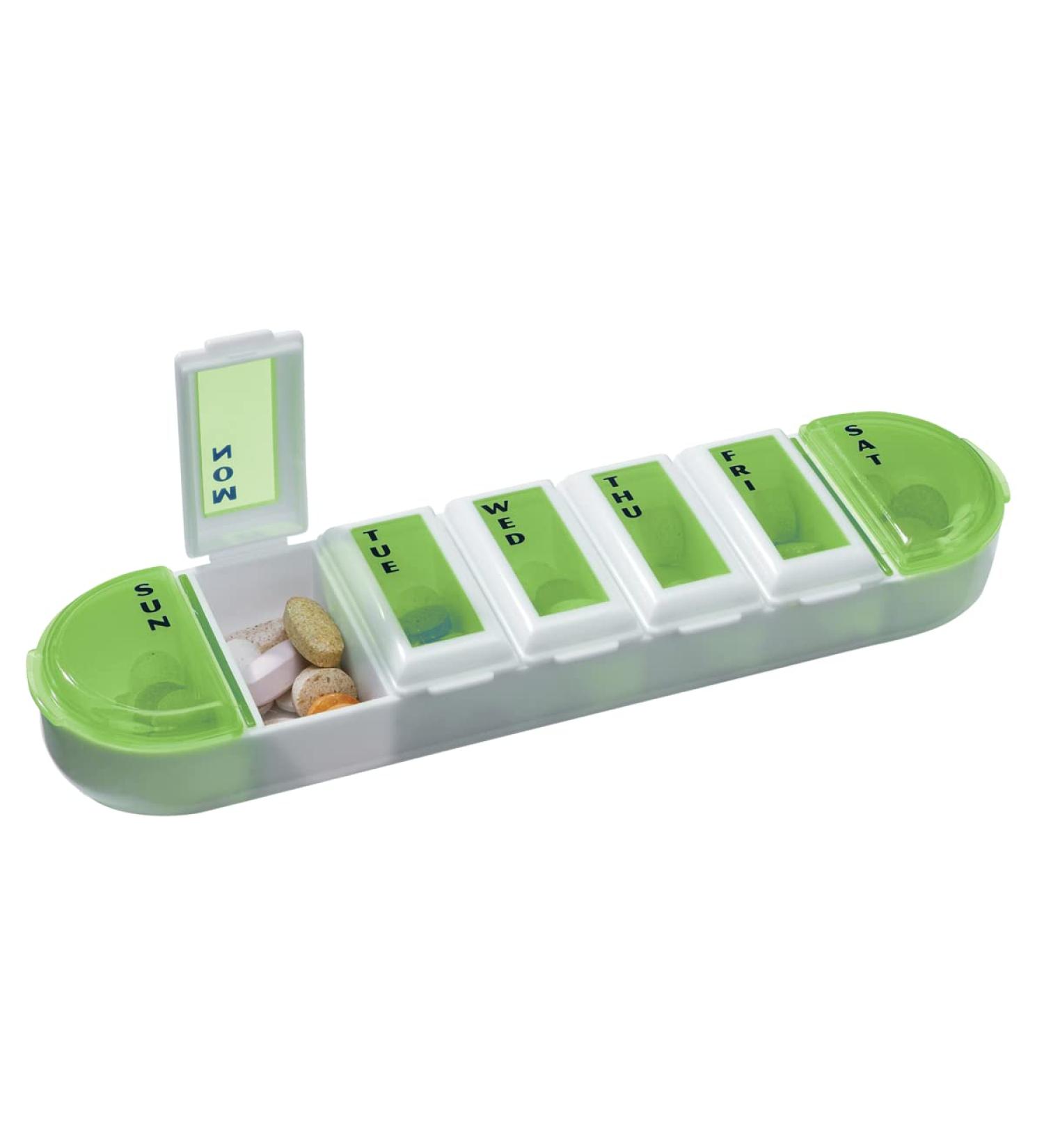 EZY DOSE Weekly Pill Case | 7-Day Medicine Planner & Vitamin Organizer | BPA Free Easy to Use Rounded Compartments - Buy Online on GoSupps.com
