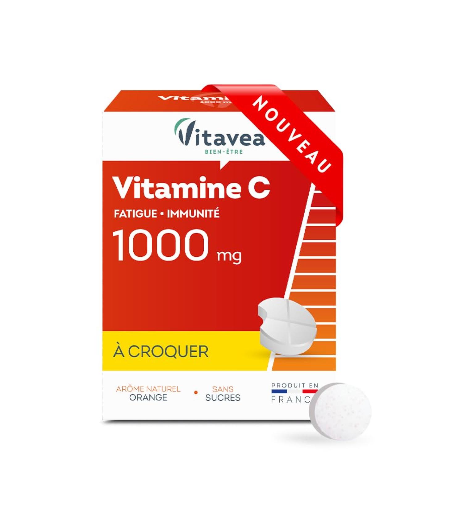 VITAVEA BIEN-ETRE - Vitamine C 1000mg - Tonus et Energie - Compl ment Alimentaire Fatigue et Syst me immunitaire - 28 comprim s - Saveur Orange -Sans sucres ajout s - Cure 28 jours -Fabriqu en France Rouge 28 unit (Lot de 1) - Buy Online on GoSupps.com