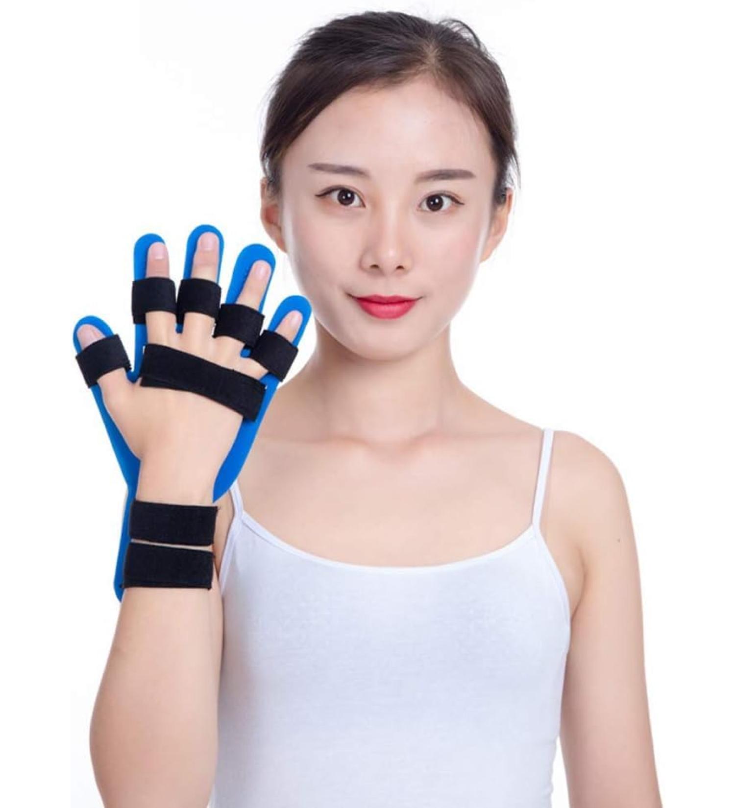 Finger training device Hand brace stroke Hand straightener splint for bent fingers hand splints for straightening fingers Resting hand splint Splint Finger Training Stroke Device (Blue Resting Hand Splint)