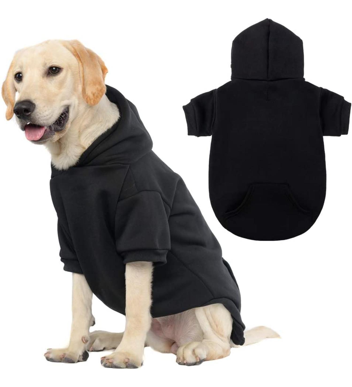 KOOLTAIL Basic Dog Hoodie - Warm and Soft Winter Coat for Dogs with Leash Hole and Pocket - Black (XS-XXL) - Buy Online on GoSupps.com