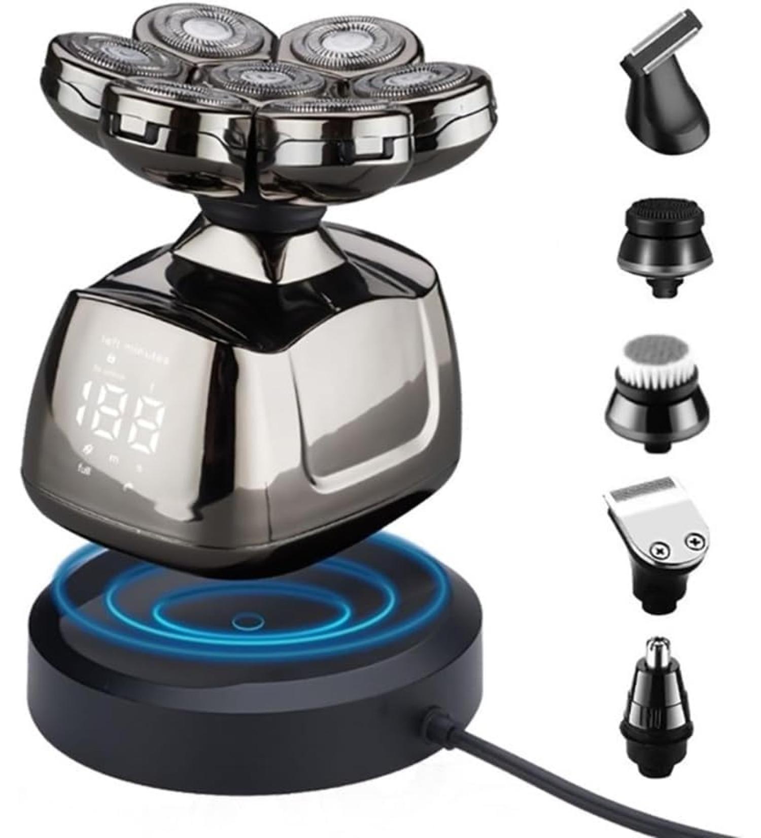 6-in-1 Electric Razor for Men - Bald Head Shaver Wet & Dry Waterproof Shaver with LED Display - Buy Online on GoSupps.com