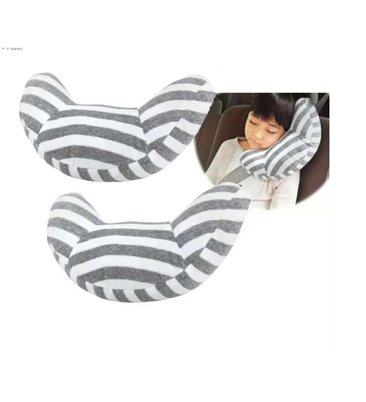 Kids Car Seat Belt Shoulder Pad 2pcs - Soft Comfort & Safety Cushion for Children - Grey Stripe - Universal Fit - Travel Pillow & Neck Support - Car Accessories for Boys & Girls - Buy Online on GoSupps.com
