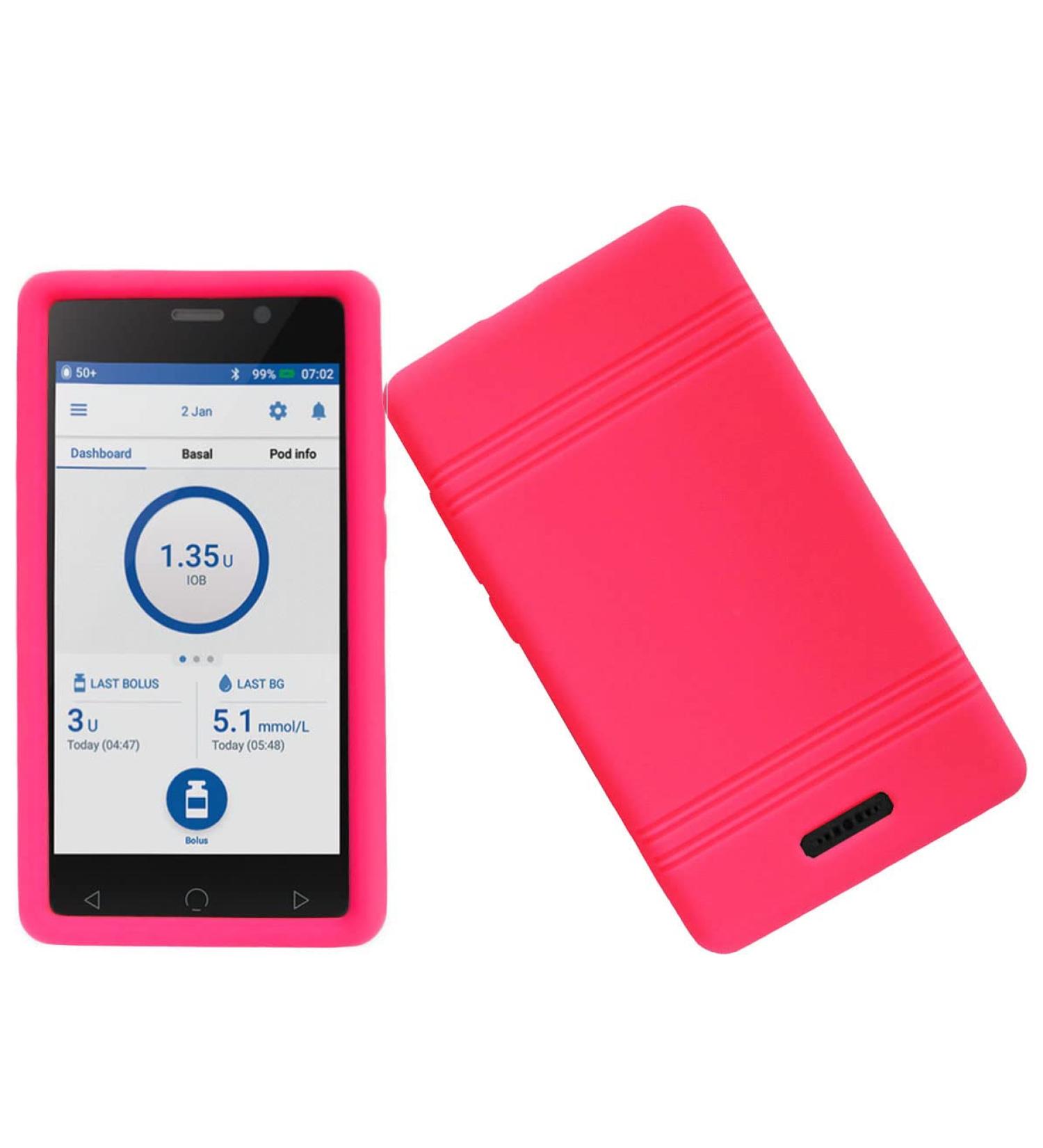 Premium Silicone Case for Omnipod Dash PDM (Omnipod Personal Diabetes Manager) (ST-HOT Pink)