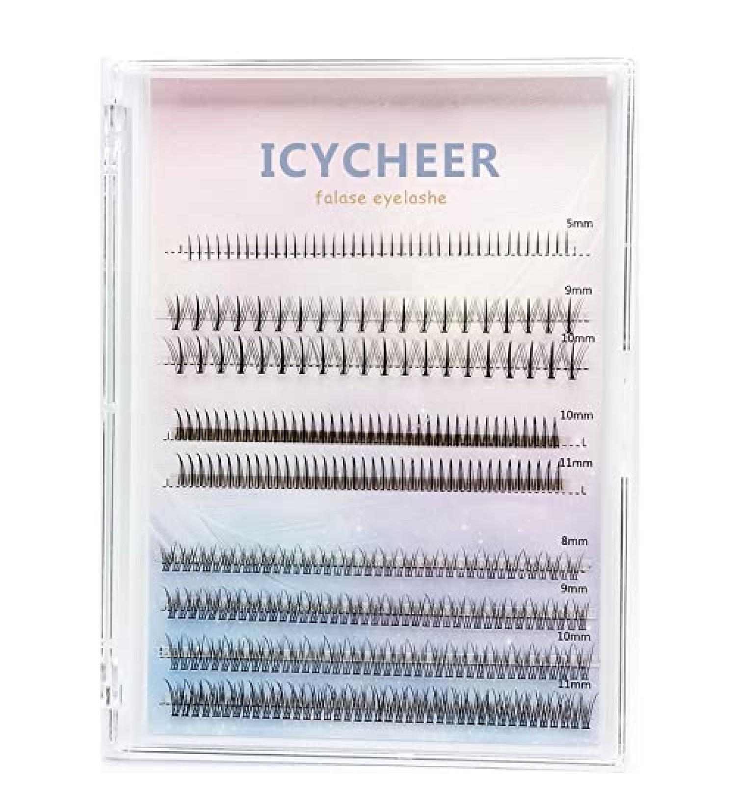 ICYCHEER Individual Eyelashes Upper and Lower with Mixed Tray Fairy Shape Fishtail Natural Grain Pre-fanned Long Volume Short - Buy Online on GoSupps.com