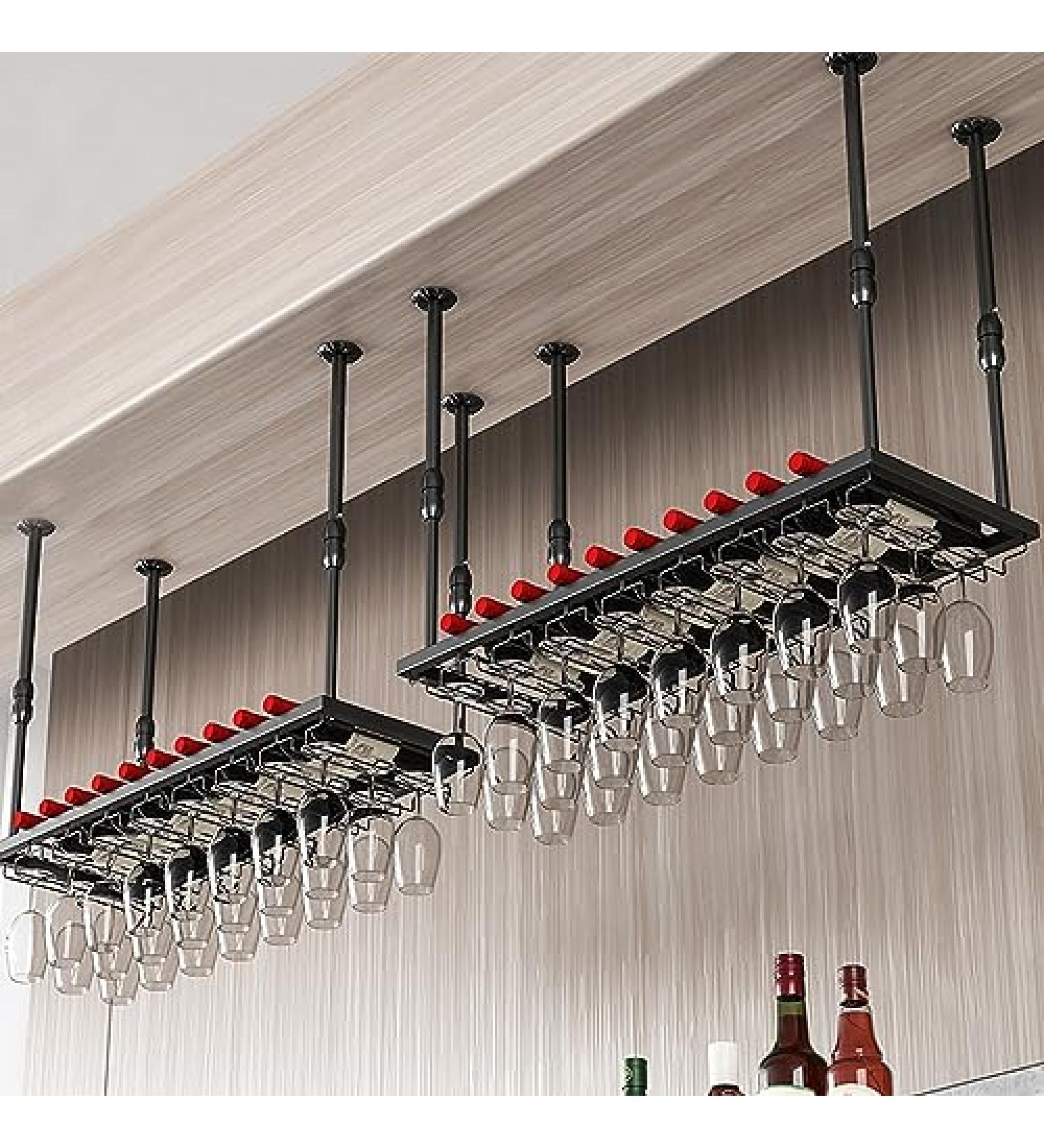 Hanging Wine Bottle Holder Adjustable Metal Wine Holder Cabinet Black/Gold 60cm-200cm Solid and Stable High Load-Bearing Capacity (Black 80CMX30CM) - Buy Online on GoSupps.com