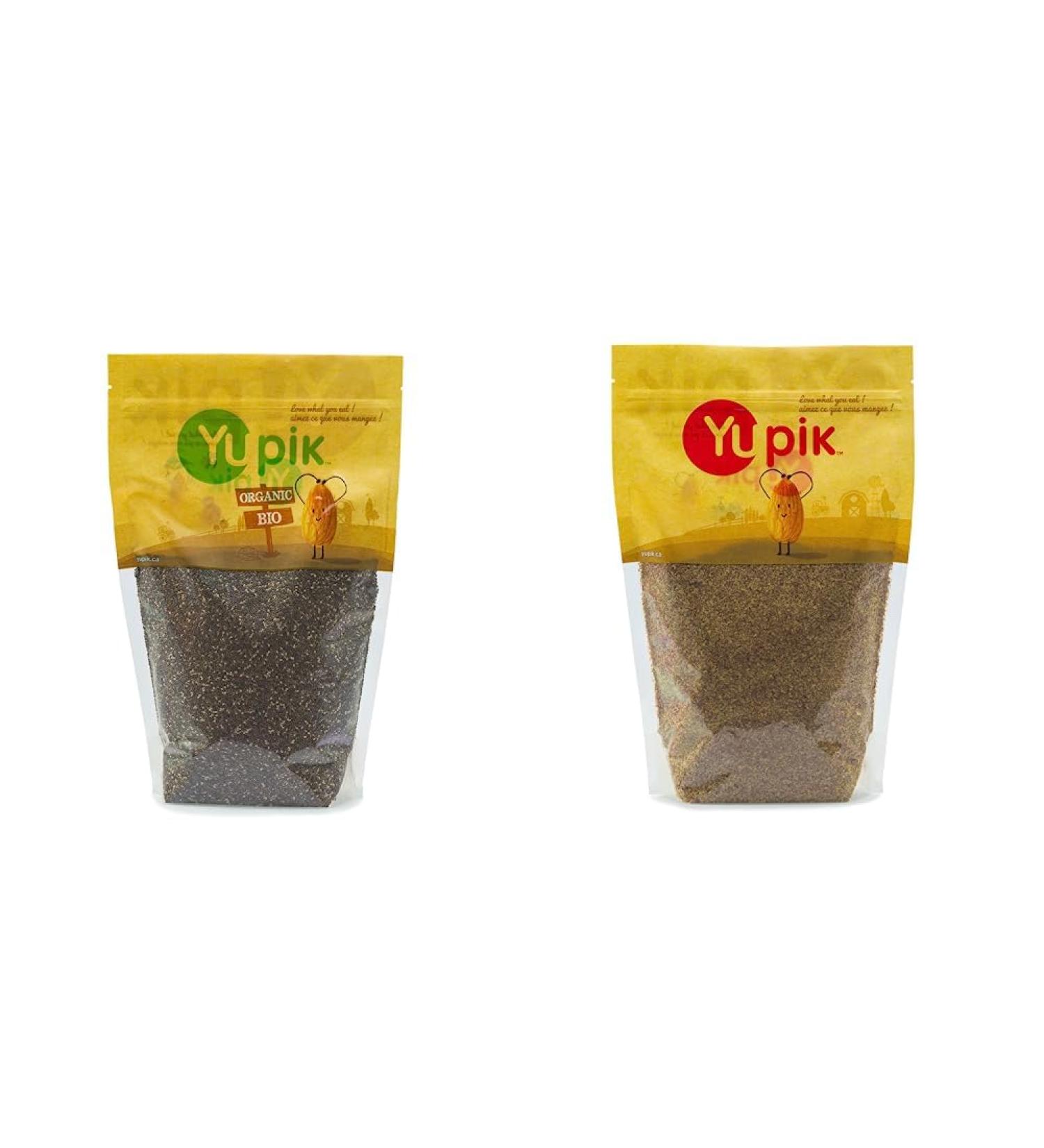 Yupik Organic Black Chia Seeds Non-GMO Vegan Gluten-Free 1Kg & Ground Flax Seed Meal (Powder) 1Kg 1000 g (Pack of 1) Black Chia Seeds+ Ground Flax Seed - Buy Online on GoSupps.com