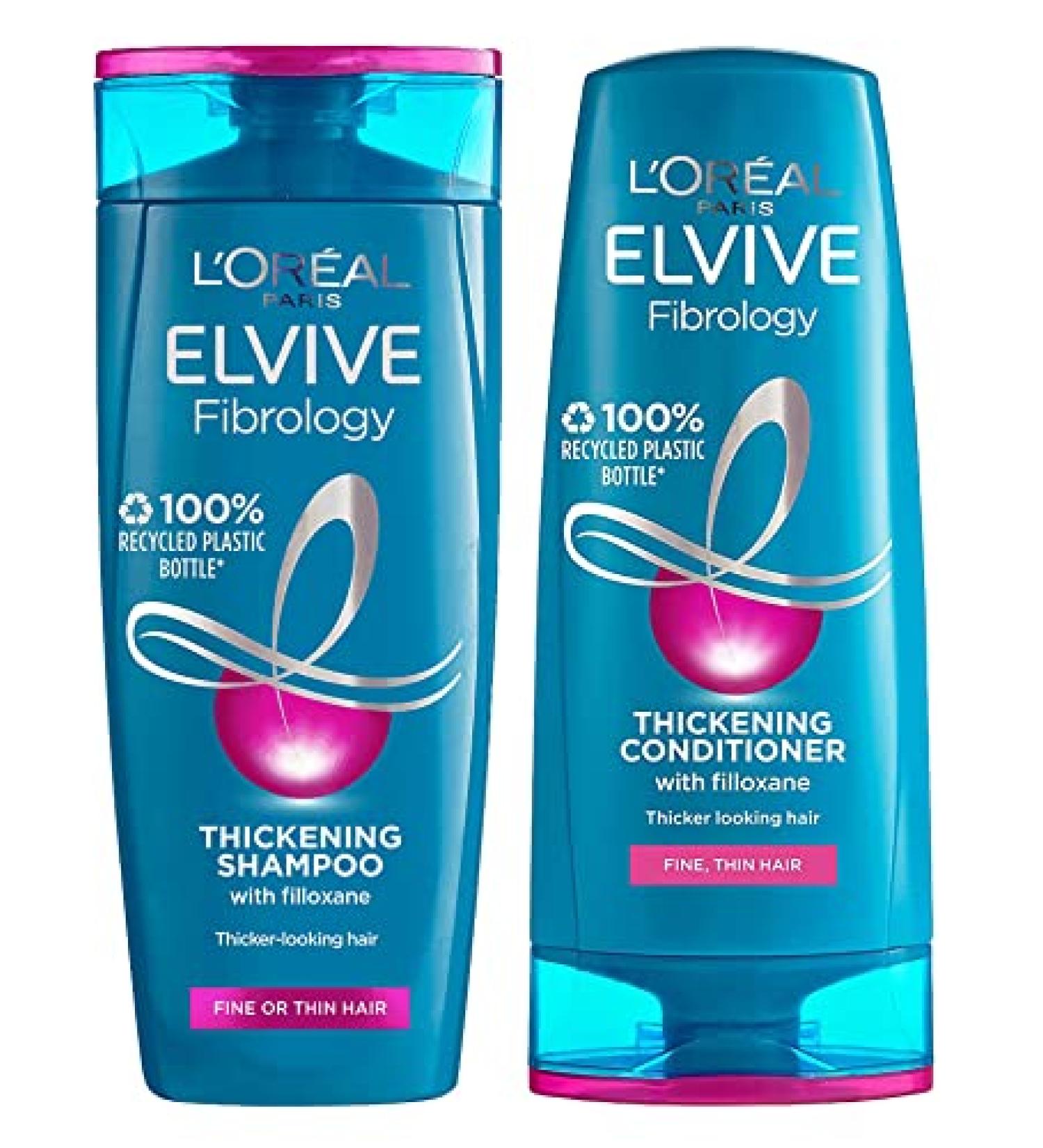 L'Oreal Elvive Fibrology Thickening Shampoo & Conditioner Set for Fine Thin Hair 400ml bottle of each - Buy Online on GoSupps.com
