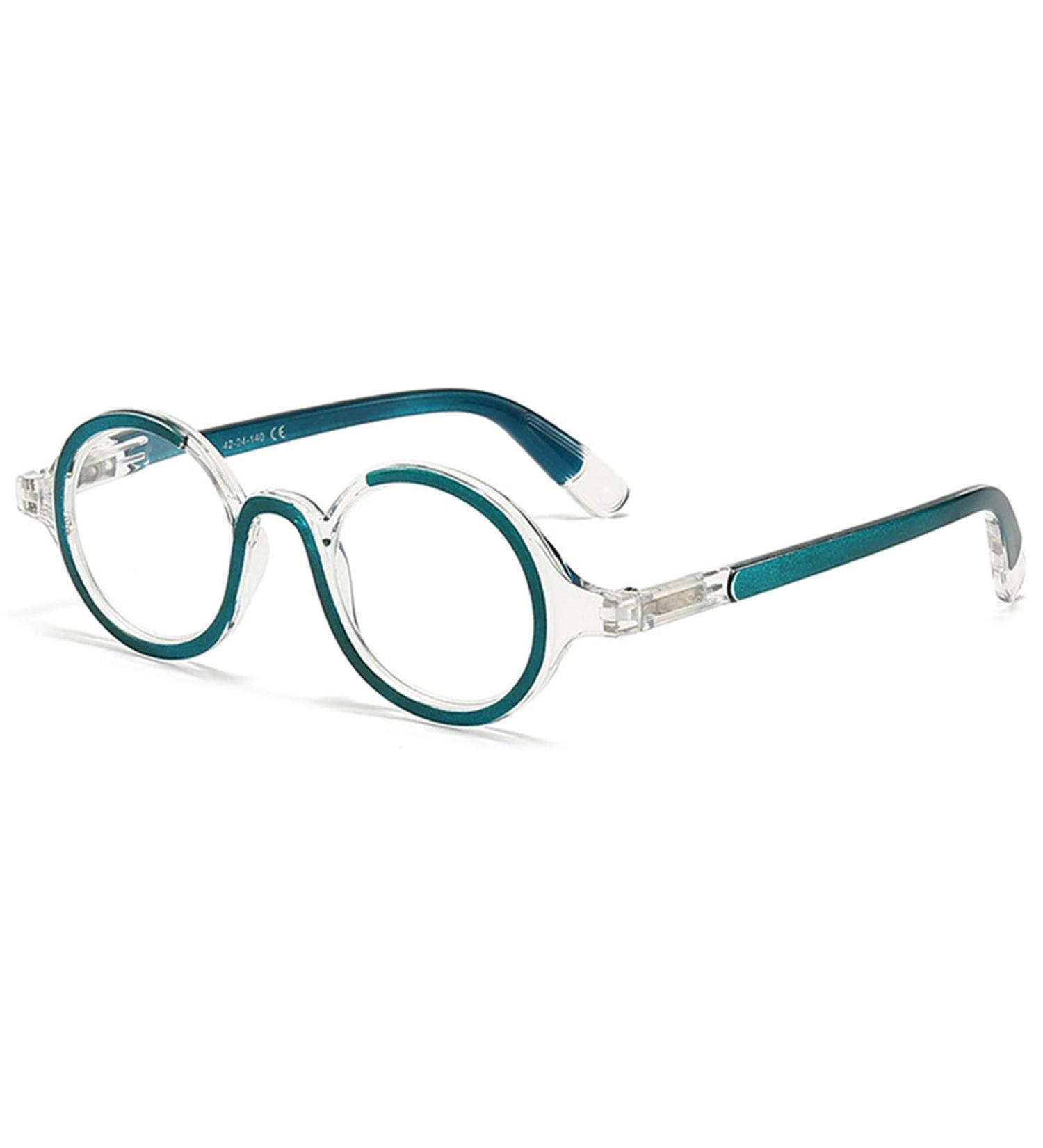 Stylish Lanomi Round Reading Glasses for Men & Women | Blue Light Filter | Comfortable Visual Aid | Spring Hinges | Green 3.0x - Buy Online on GoSupps.com