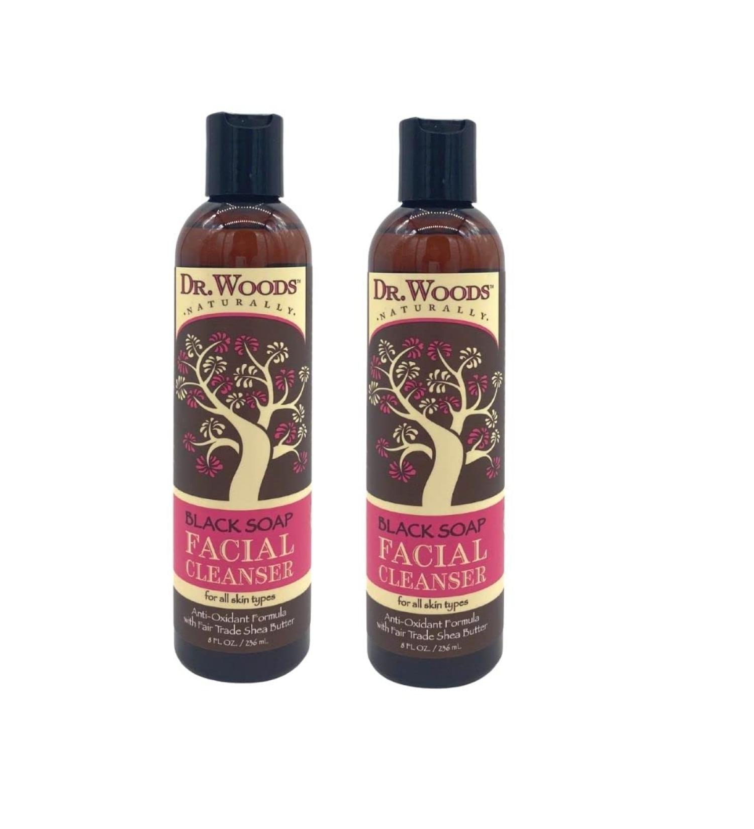 Dr. Woods Black Soap Liquid Facial Cleanser with Organic Shea Butter 8oz - Pack of 2 - Buy Online on GoSupps.com