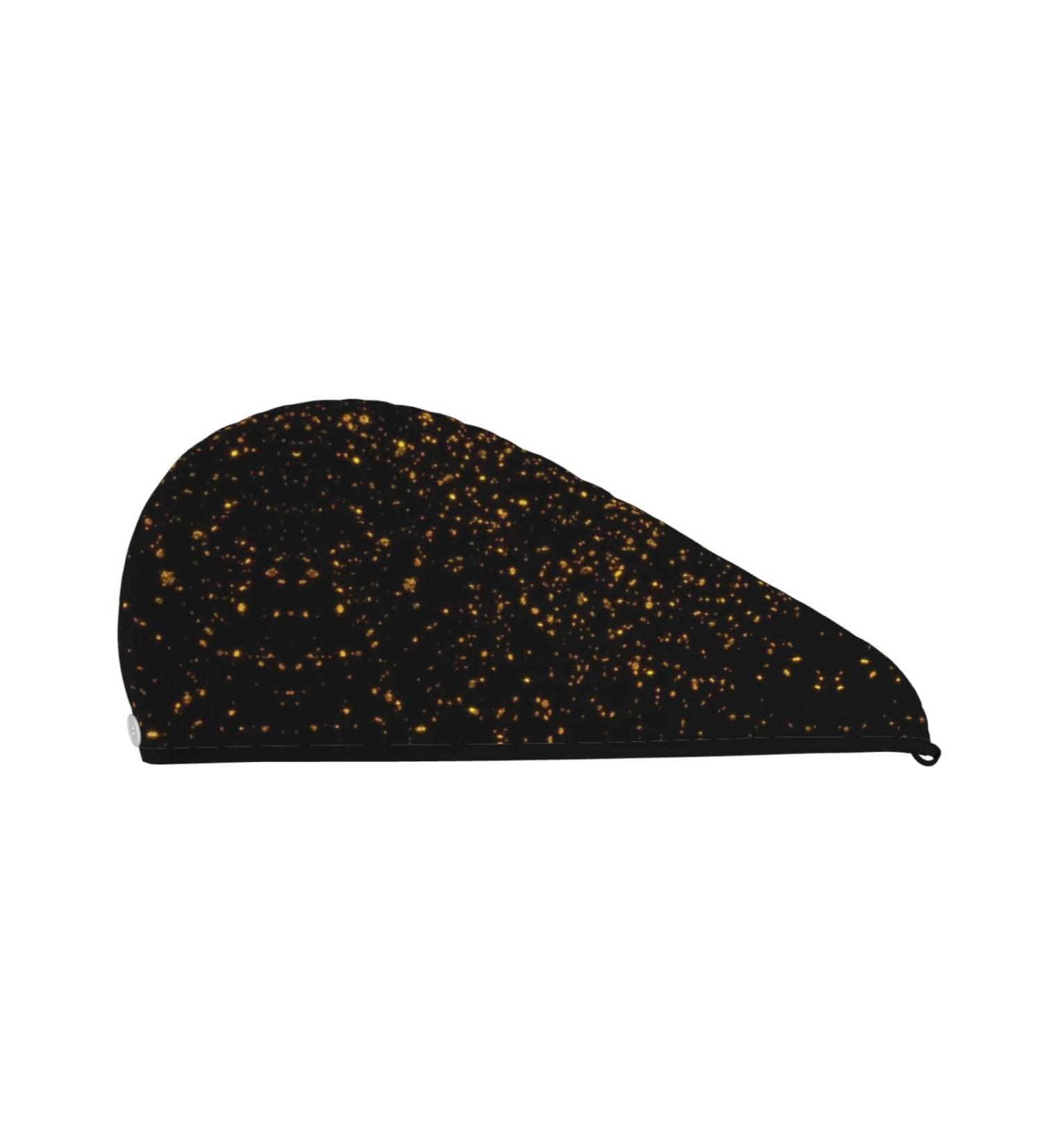 Black and Gold Coral Velvet Hair Cap | Quick-Dry Towel Wrap for Home & Travel - Perfect for Men & Women - Buy Online on GoSupps.com