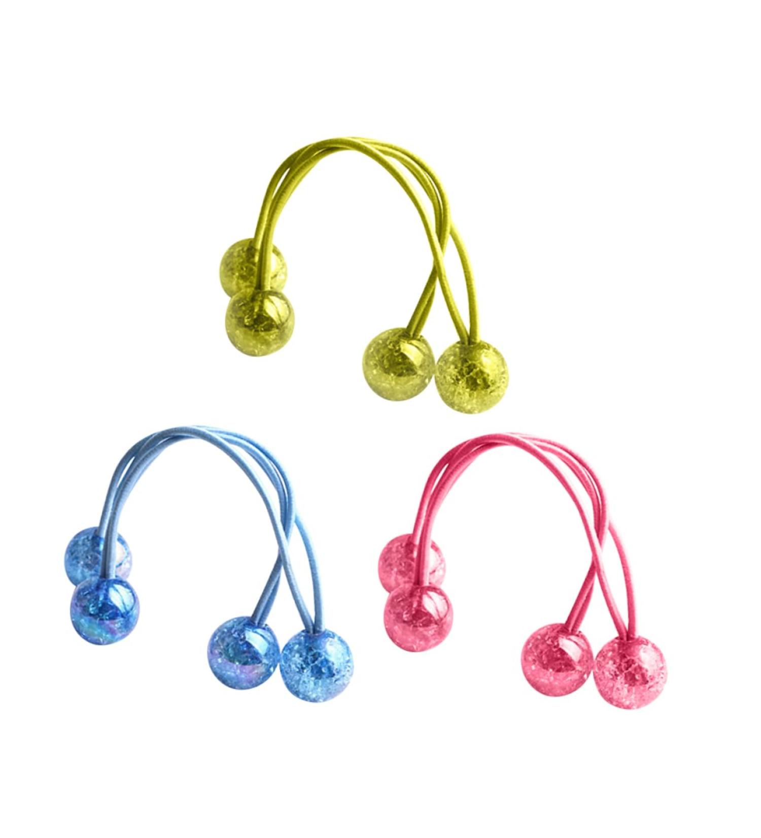 VINTORKY 3 Pairs of Crispy Hair Bow Blue Hair Bobbles Children's Hair Bobbles with Balls Bubble Ponytail Elastic Band Hair Rope Children's Bun Hair Accessories for Girls Toddlers Axel Large - Buy Online on GoSupps.com