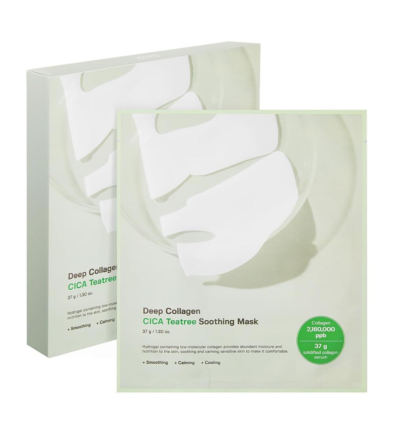 SUNGBOON EDITOR Deep Collagen CICA Teatree Soothing Overnight Mask 37gx4ea | The real collagen 2 160 000ppb | Facial Hydrogel Masks with low molecular weight collagen for elasticity and soothing - Buy Online on GoSupps.com