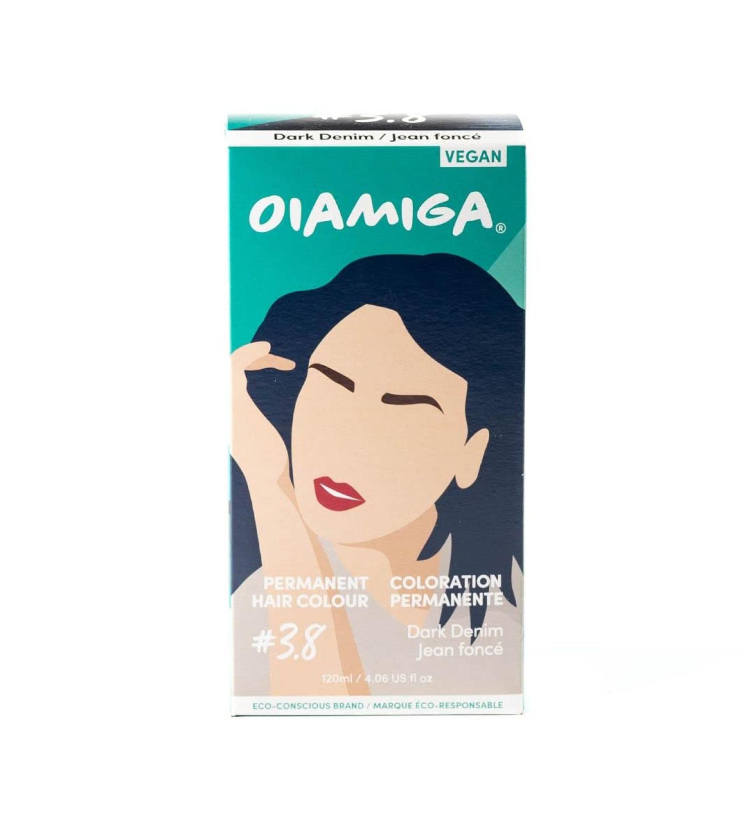 Oiamiga Dark Denim Permanent Hair Dye Inclusive Hair Colour for All Hair Types Rapid Processing Made with Natural Ingredients Vegan and Cruelty Free 120ml - Buy Online on GoSupps.com
